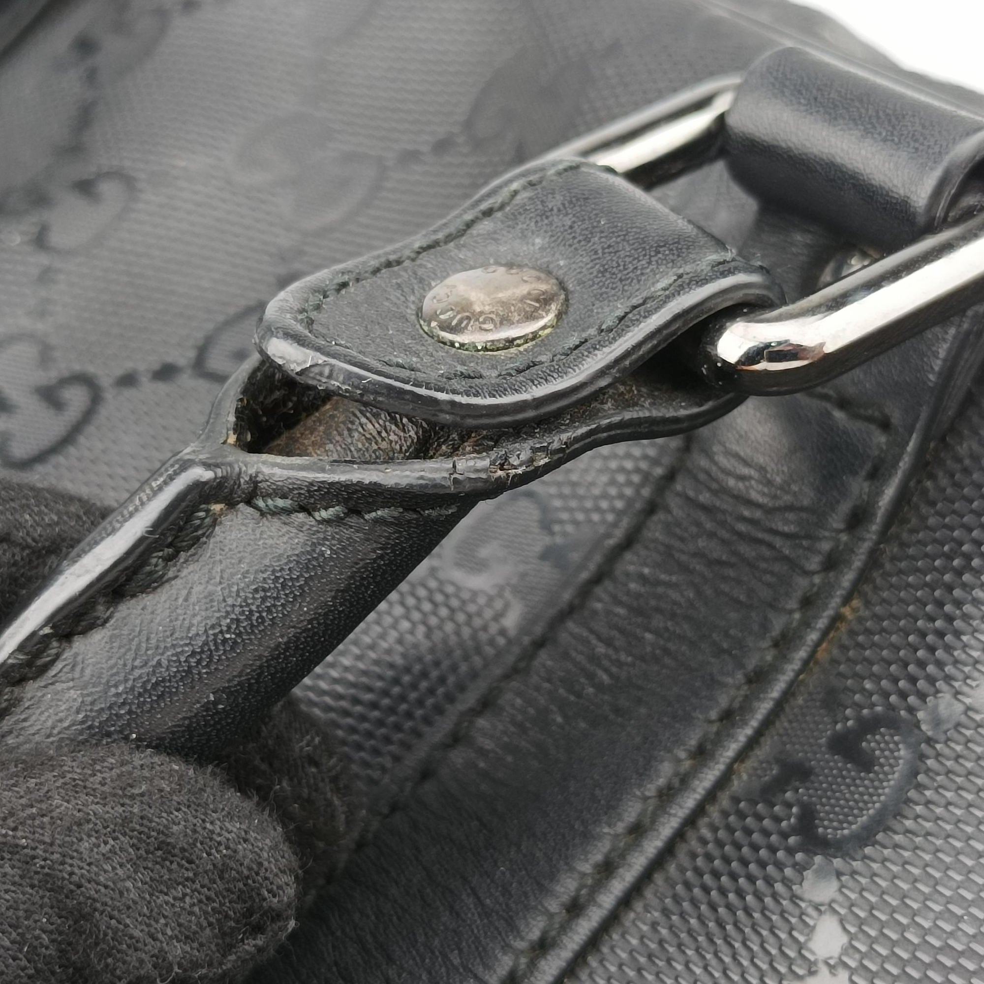 Secondhand Gucci GG plus GG Supreme Briefcase Black PVC coated canvas 201480 handbag | stylenewstar