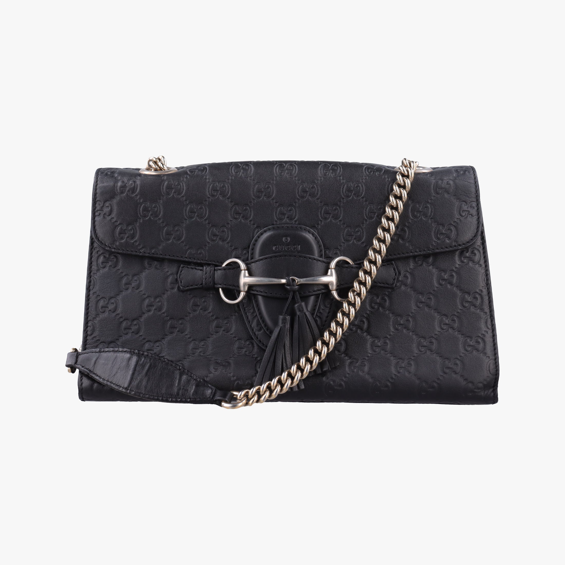 Pre-owned Gucci Emily Black Leather 295402 shoulderbag | stylenewstar