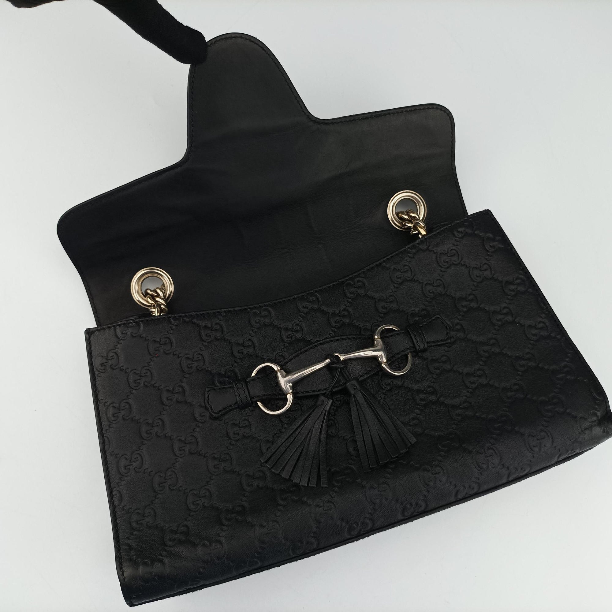 Pre-owned Gucci Emily Black Leather 295402 shoulderbag | stylenewstar