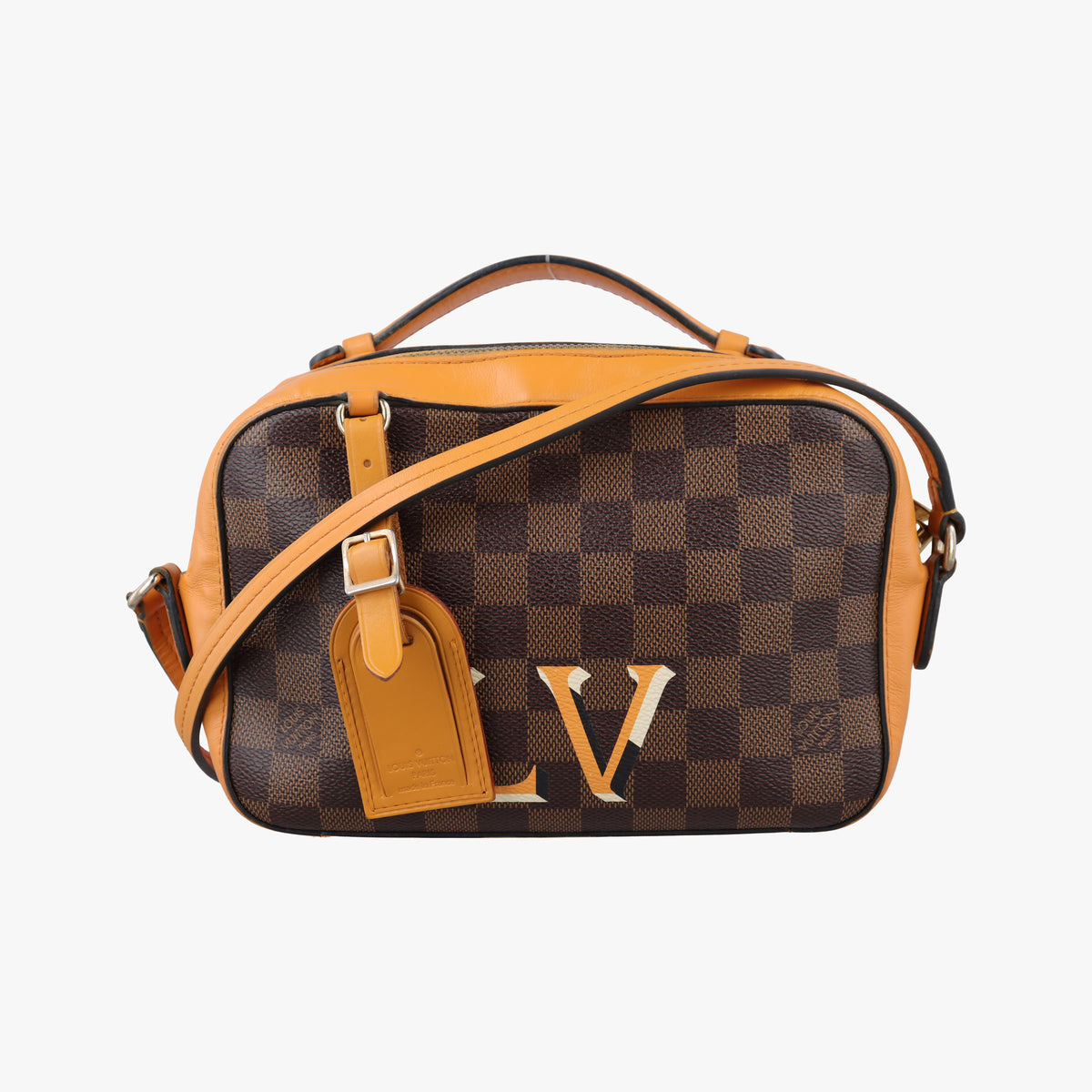 Pre-owned Louis Vuitton SANTA MONICA EBENE+SAFRAN Damier Canvas×calf leather N40178 shoulderbag | stylenewstar