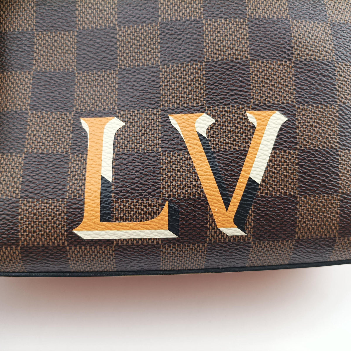 Pre-owned Louis Vuitton SANTA MONICA EBENE+SAFRAN Damier Canvas×calf leather N40178 shoulderbag | stylenewstar