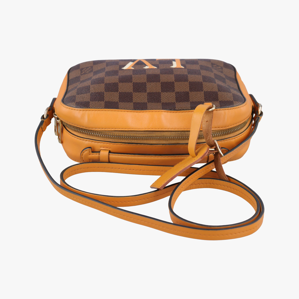 Pre-owned Louis Vuitton SANTA MONICA EBENE+SAFRAN Damier Canvas×calf leather N40178 shoulderbag | stylenewstar