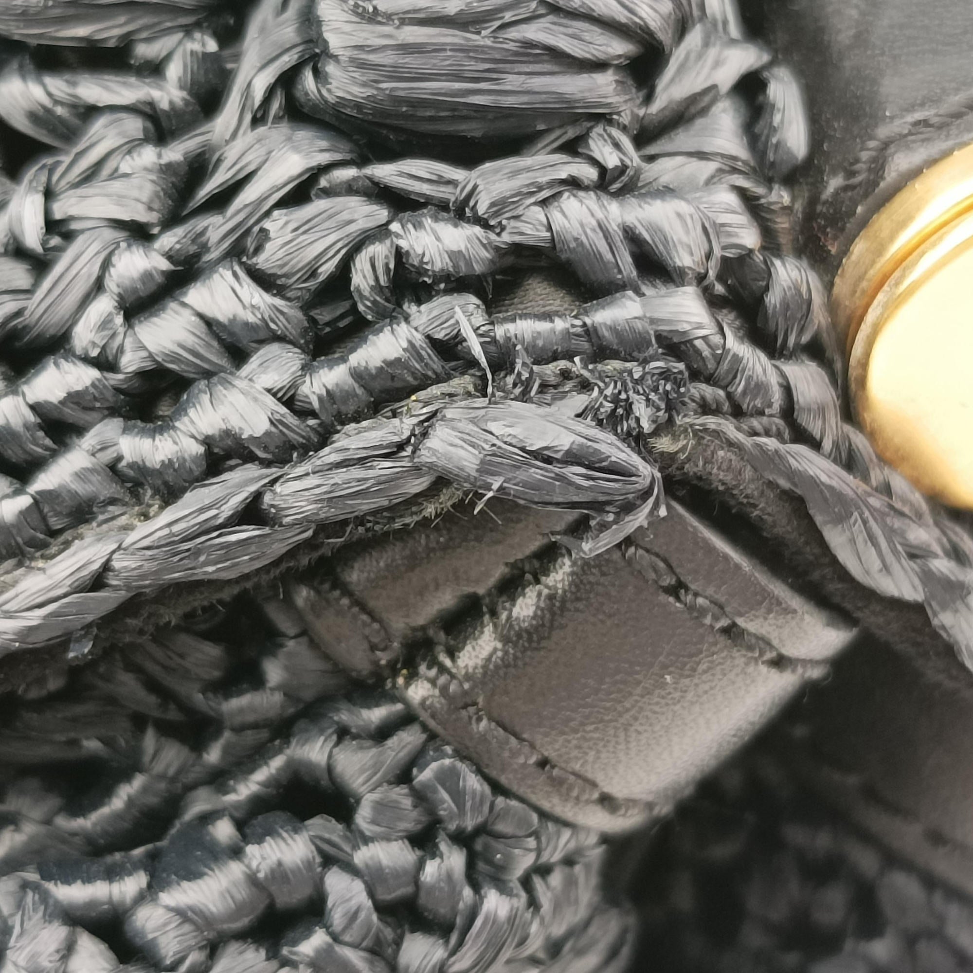 Pre-owned Dolce & Gabbana Sicily Black Crocheted raffia × calfskin   shoulderbag | stylenewstar