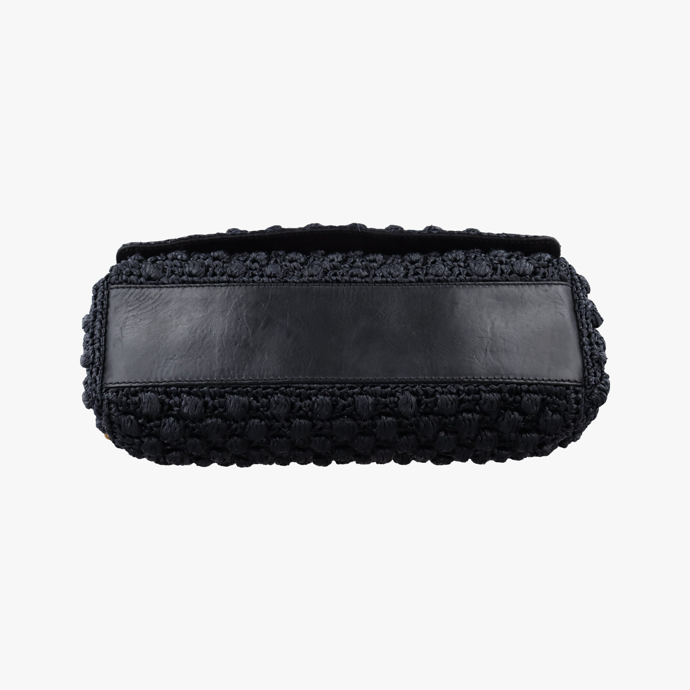 Pre-owned Dolce & Gabbana Sicily Black Crocheted raffia × calfskin   shoulderbag | stylenewstar