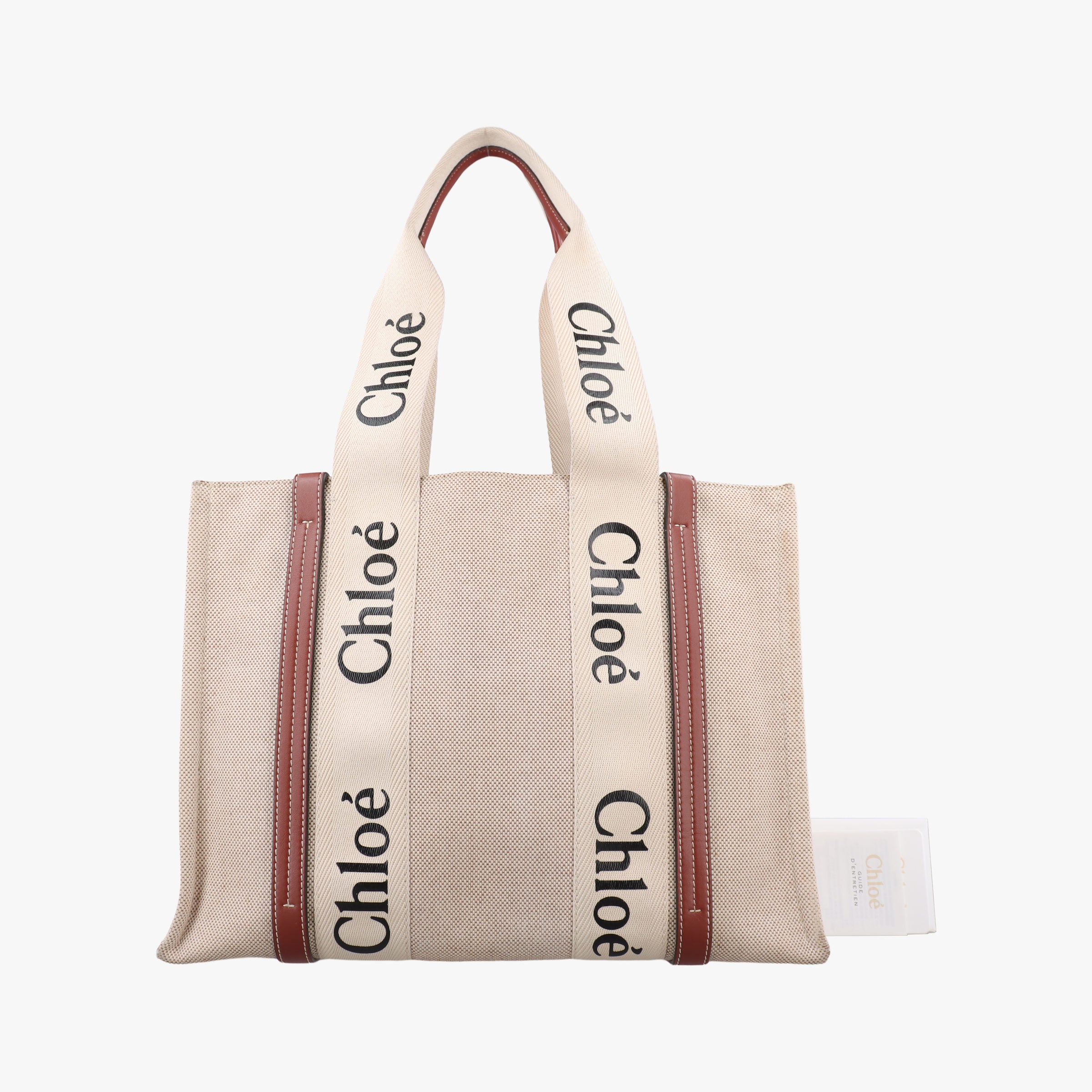 Secondhand Chloe Woody Beige×Brown×Black canvas  handbag | stylenewstar