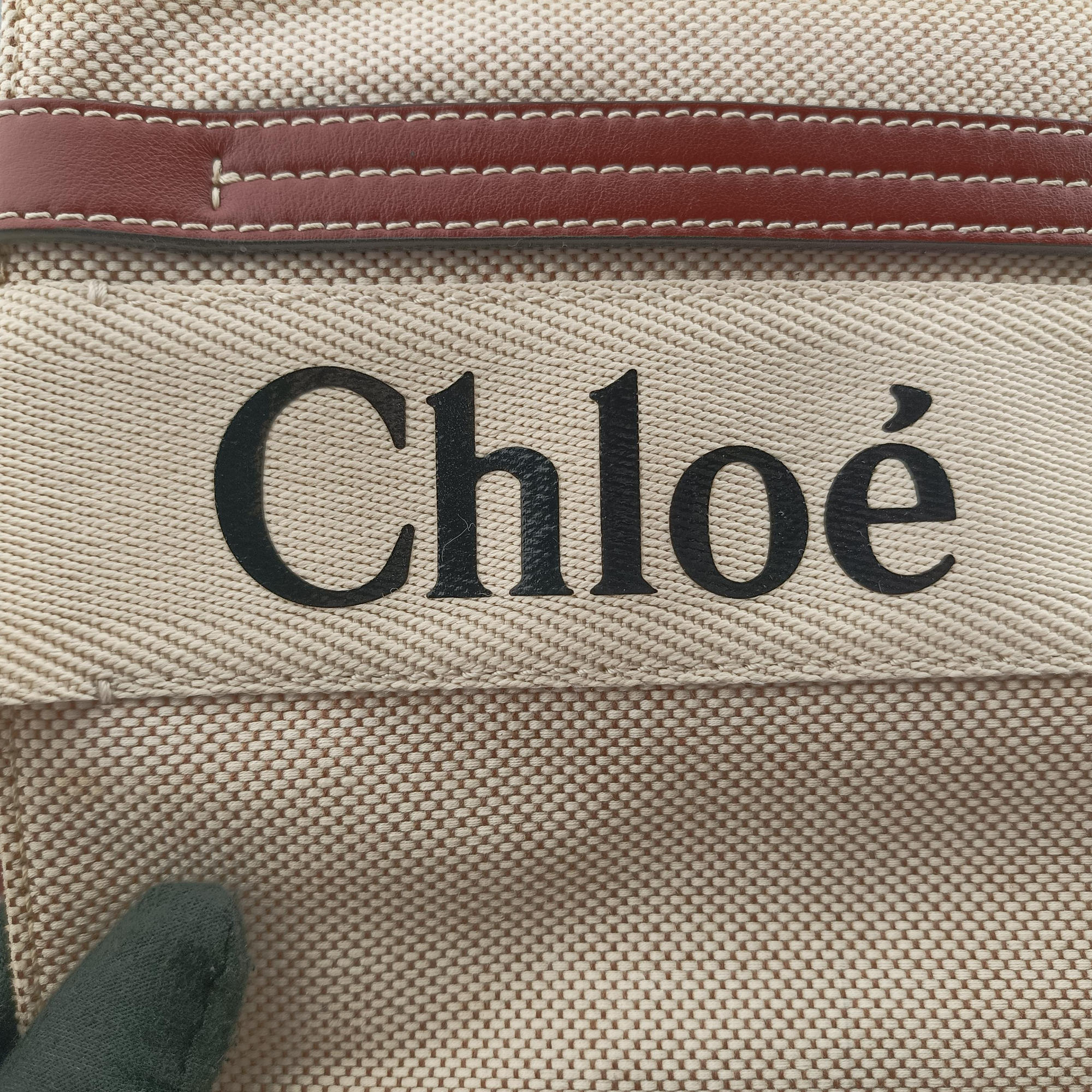 Secondhand Chloe Woody Beige×Brown×Black canvas  handbag | stylenewstar