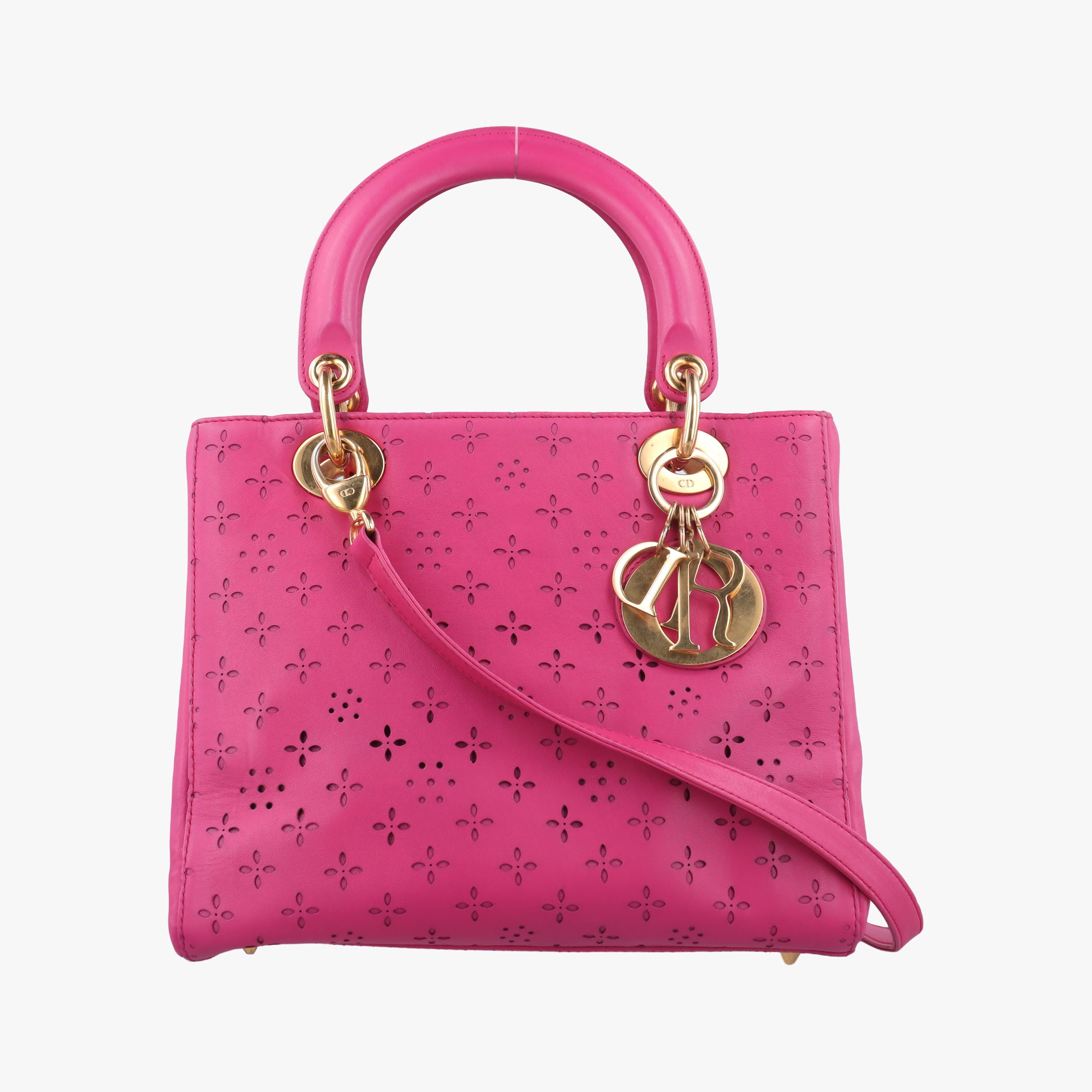 Pre-owned Christian Dior Lady Dior Rose leather  shoulderbag | stylenewstar
