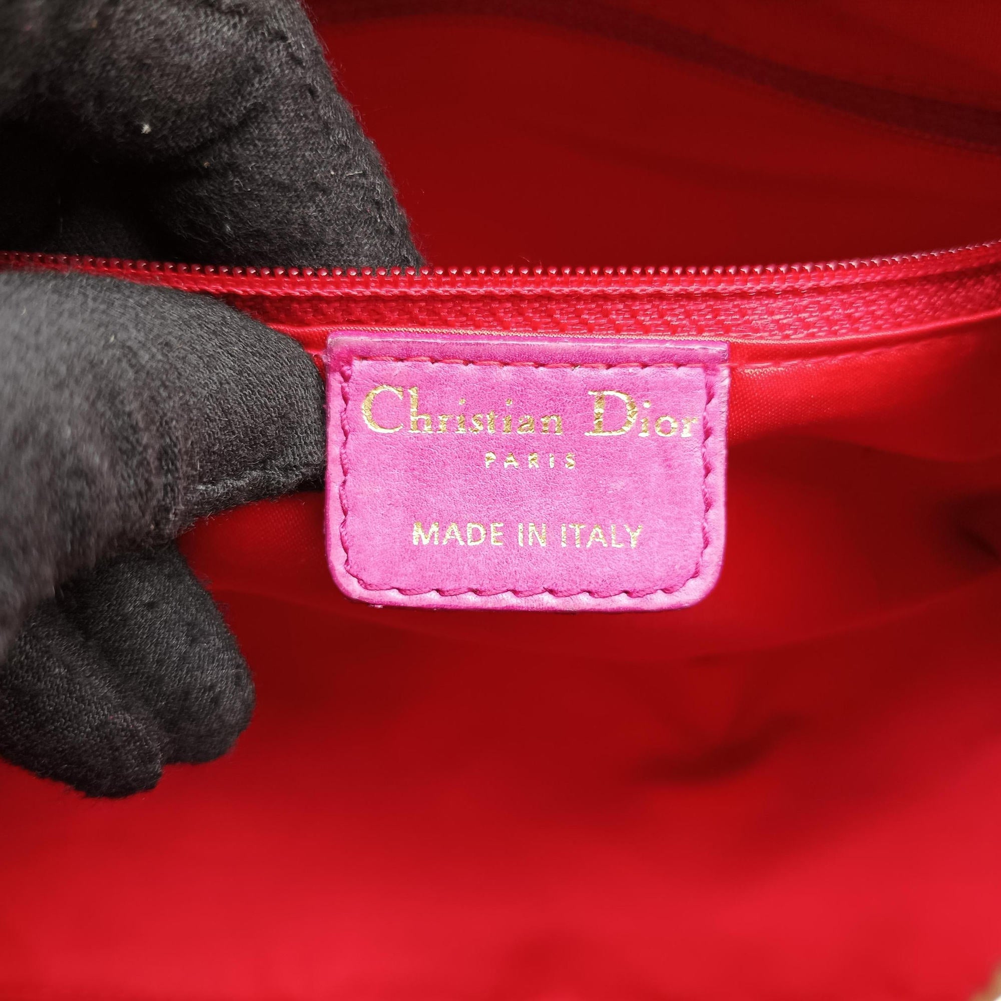 Pre-owned Christian Dior Lady Dior Rose leather  shoulderbag | stylenewstar