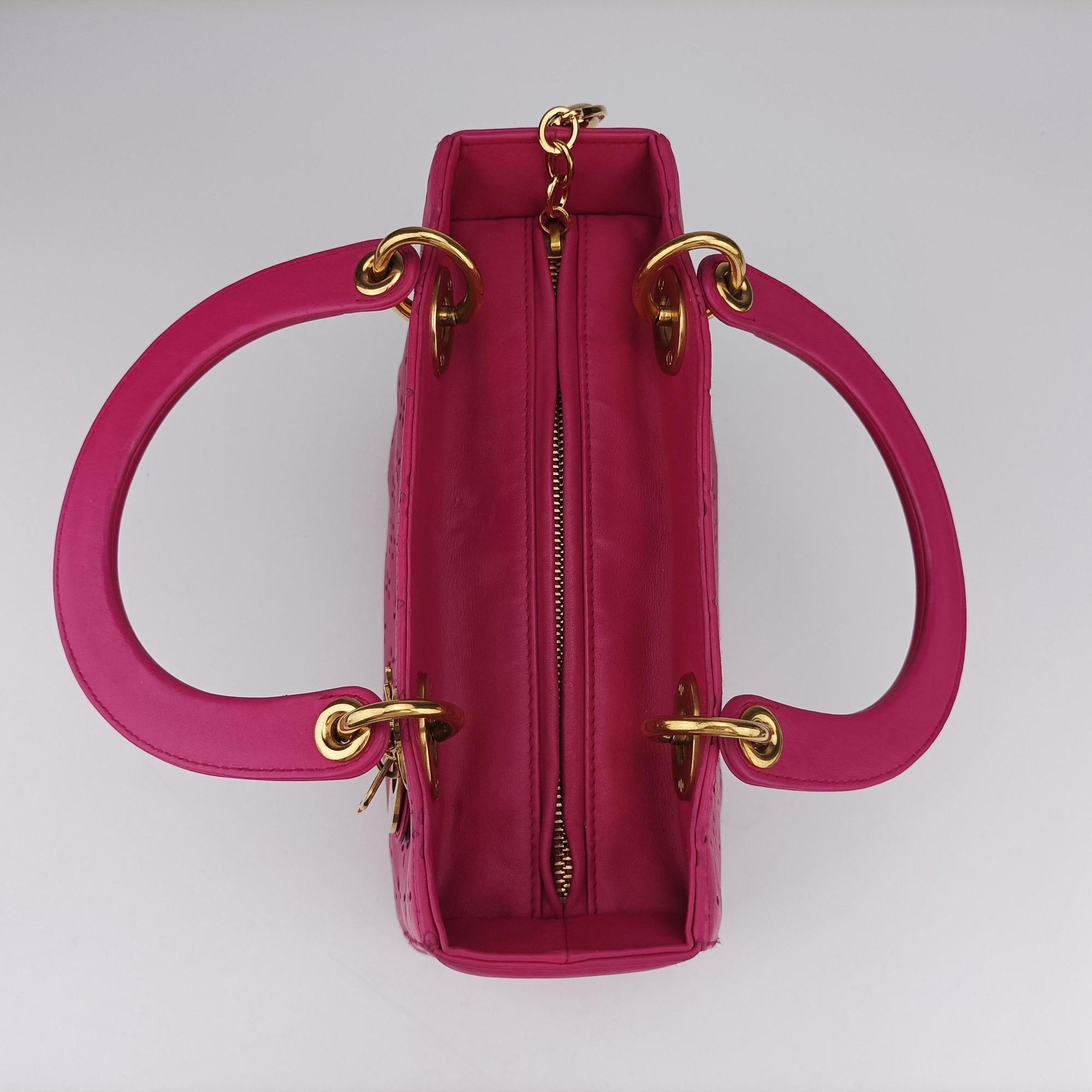 Pre-owned Christian Dior Lady Dior Rose leather  shoulderbag | stylenewstar