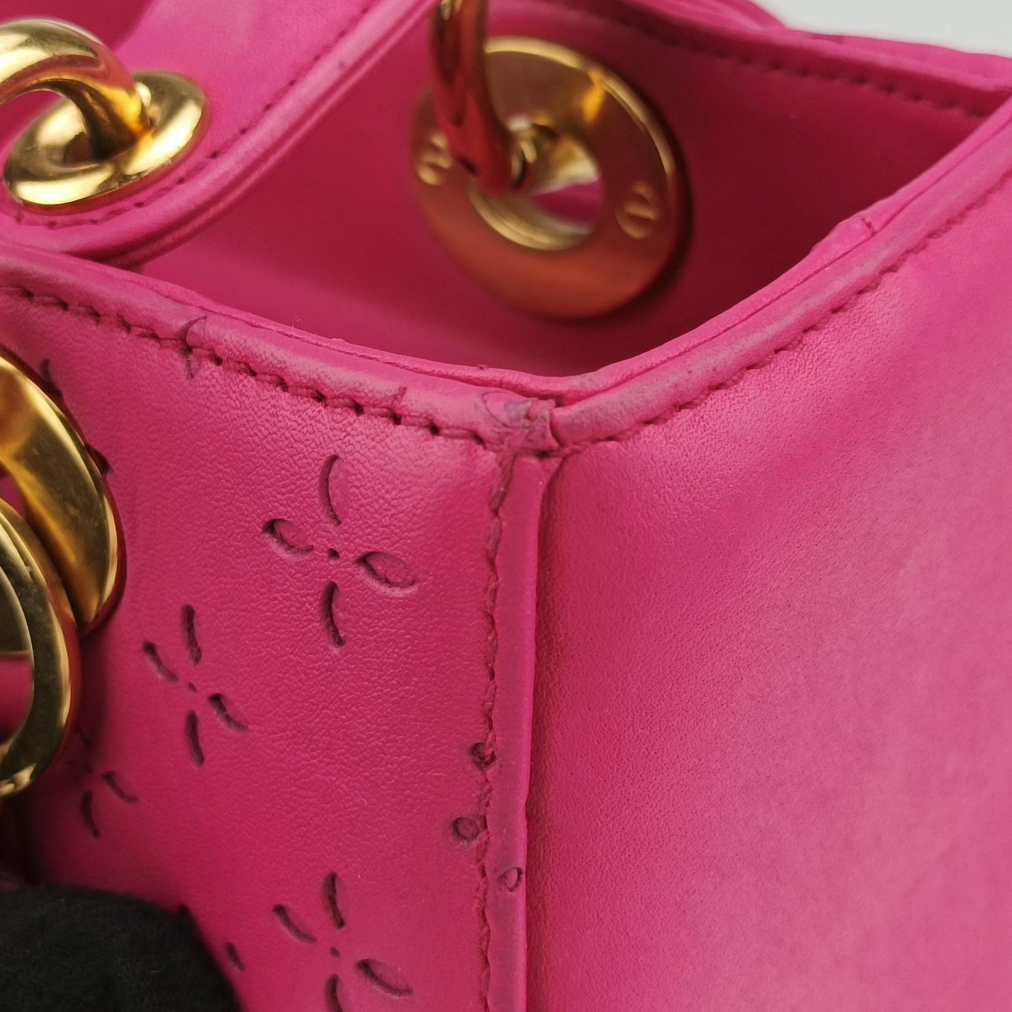 Pre-owned Christian Dior Lady Dior Rose leather  shoulderbag | stylenewstar