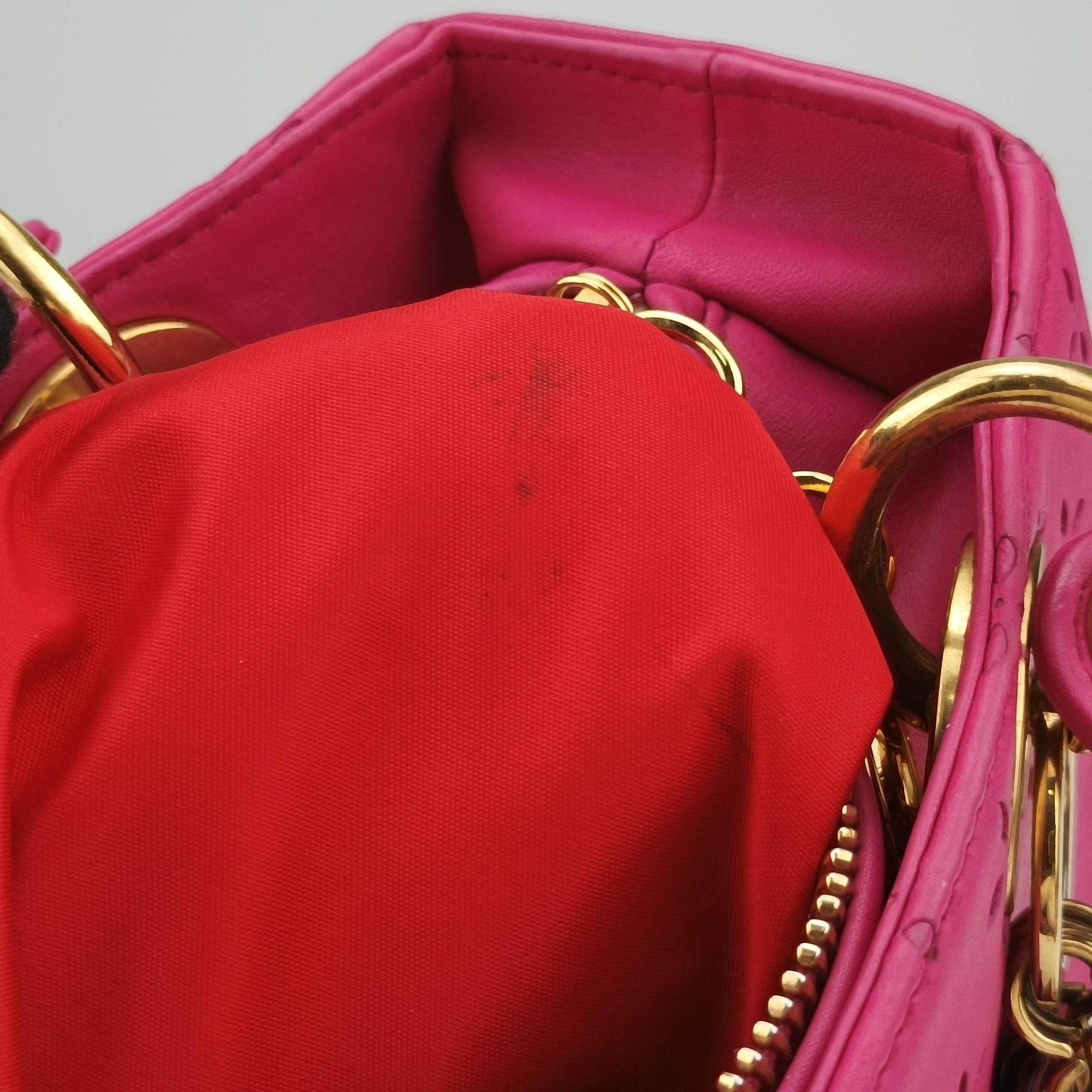 Pre-owned Christian Dior Lady Dior Rose leather  shoulderbag | stylenewstar