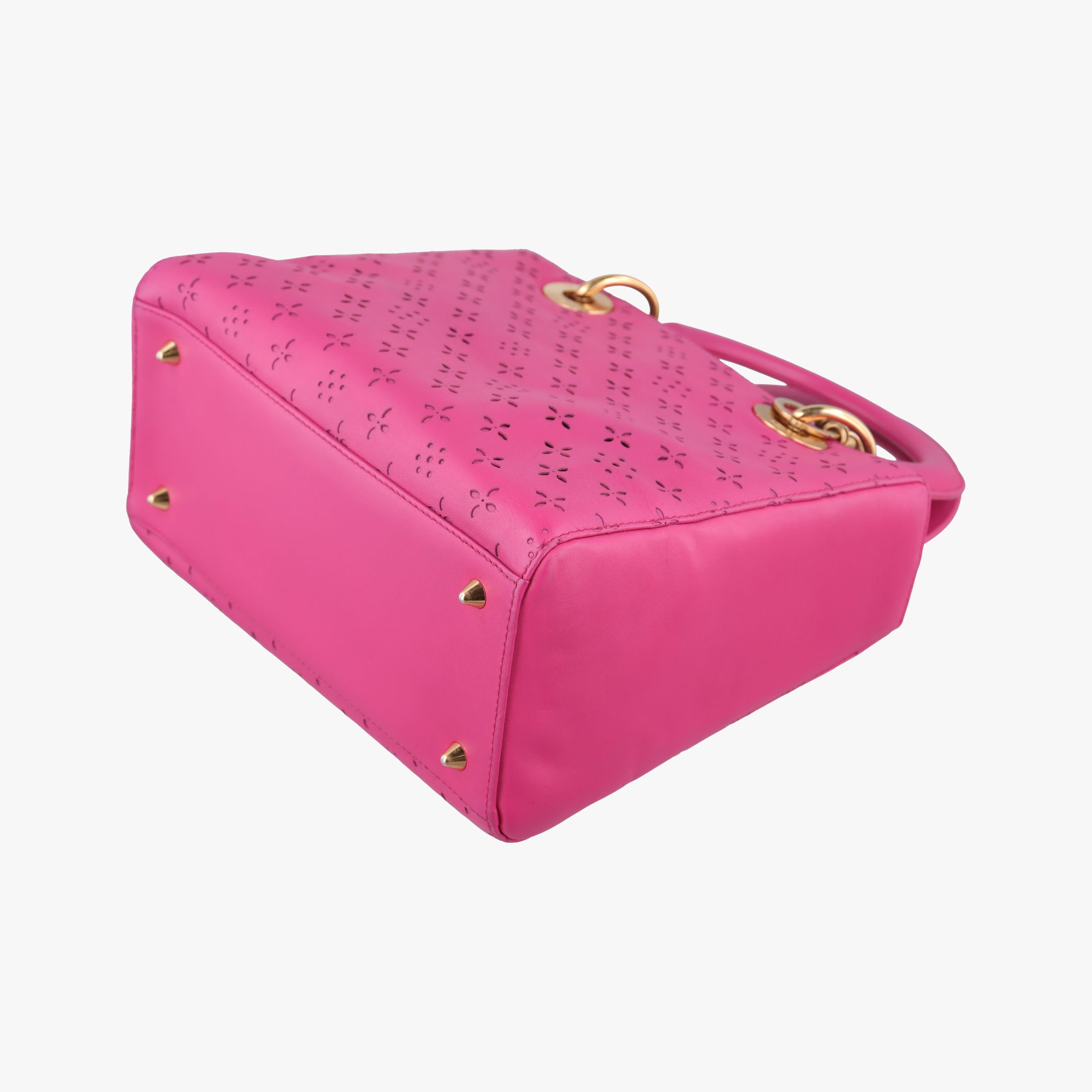 Pre-owned Christian Dior Lady Dior Rose leather  shoulderbag | stylenewstar
