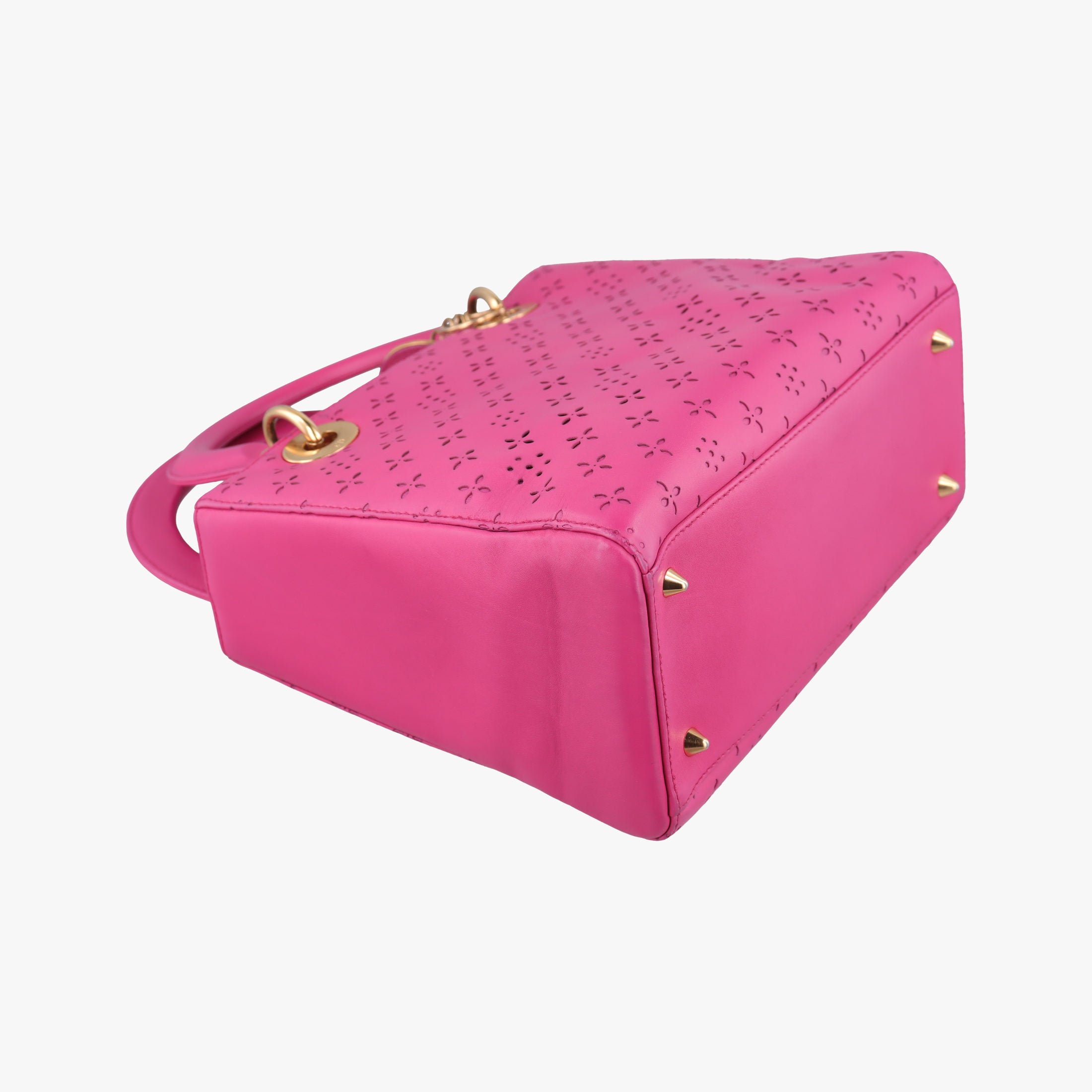 Pre-owned Christian Dior Lady Dior Rose leather  shoulderbag | stylenewstar