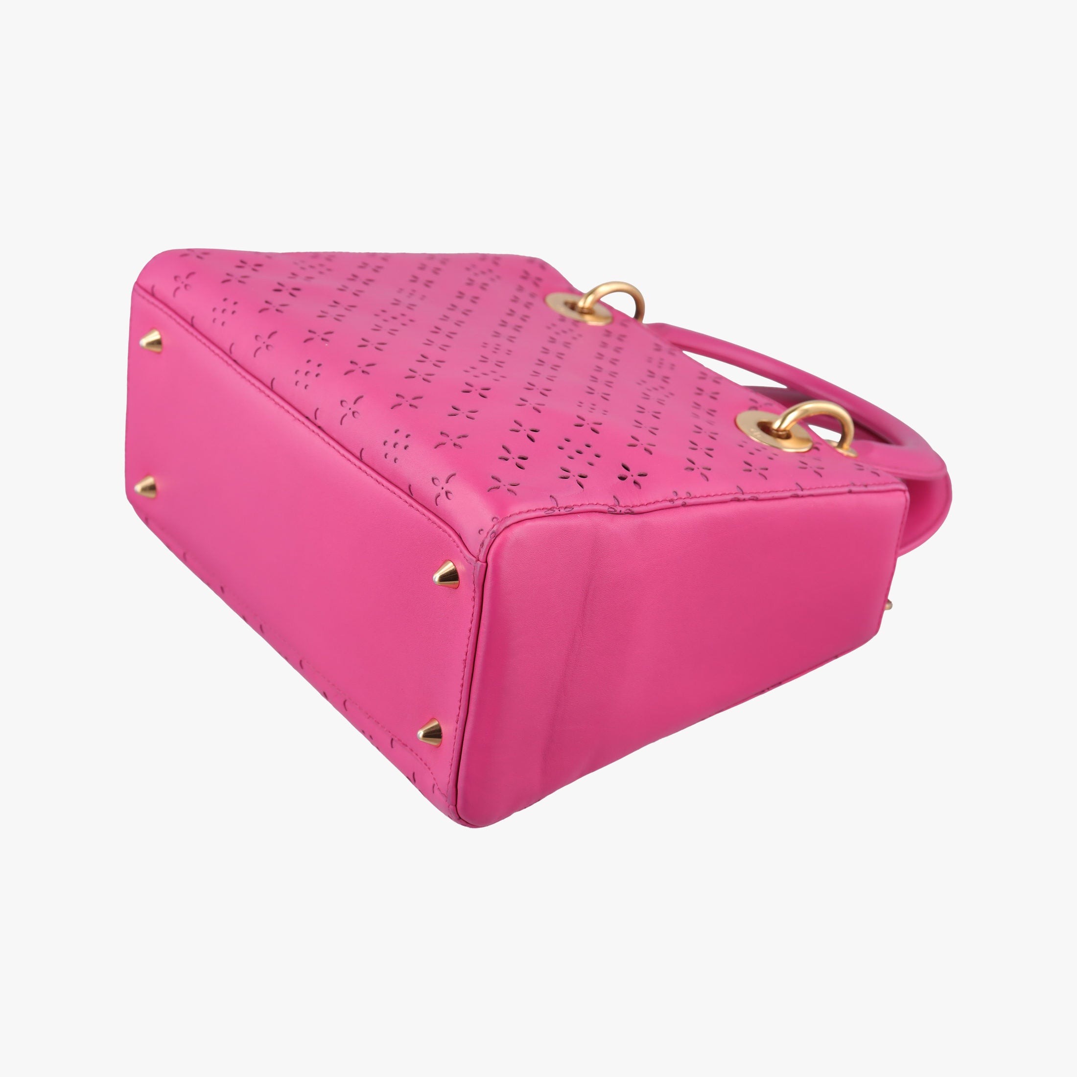 Pre-owned Christian Dior Lady Dior Rose leather  shoulderbag | stylenewstar