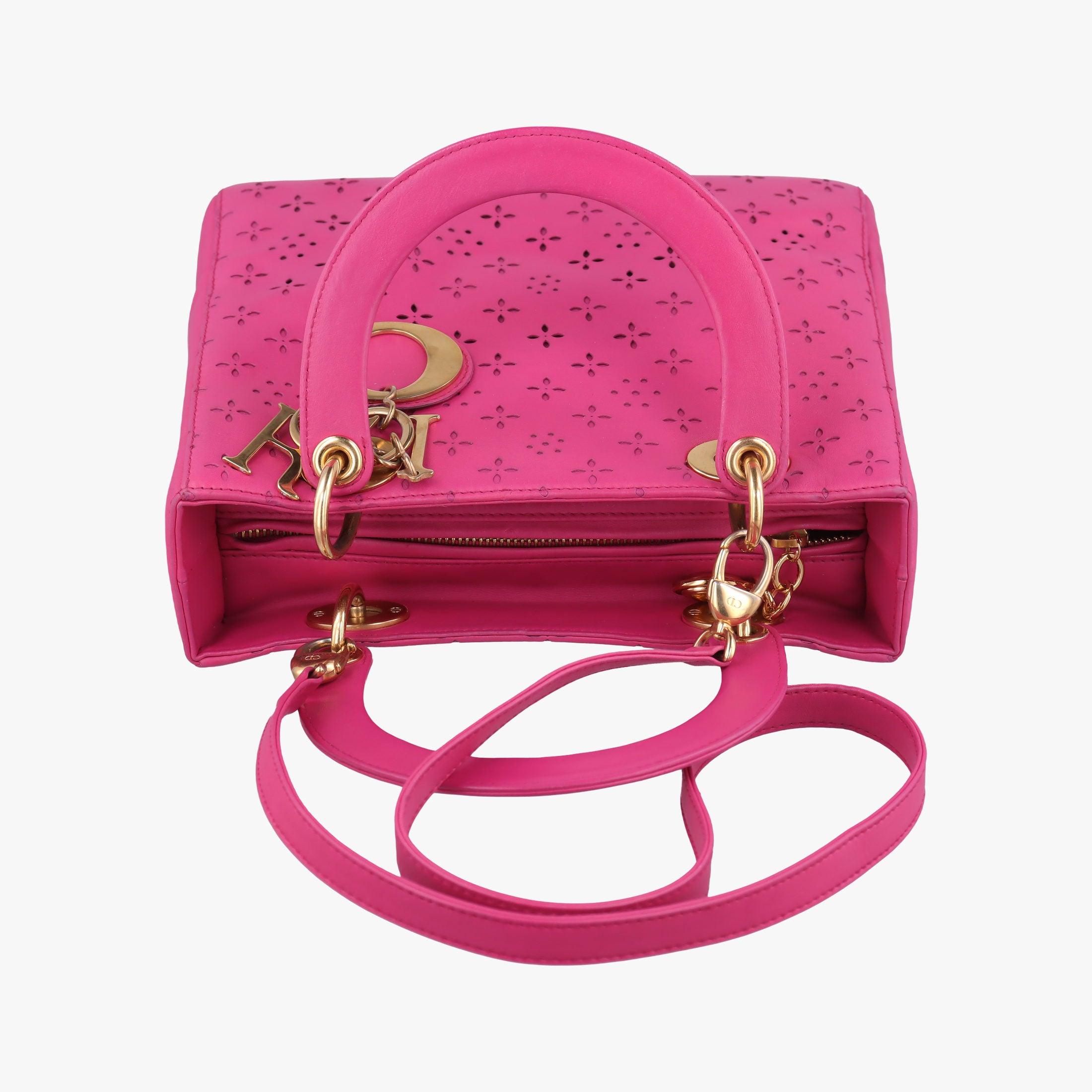 Pre-owned Christian Dior Lady Dior Rose leather  shoulderbag | stylenewstar