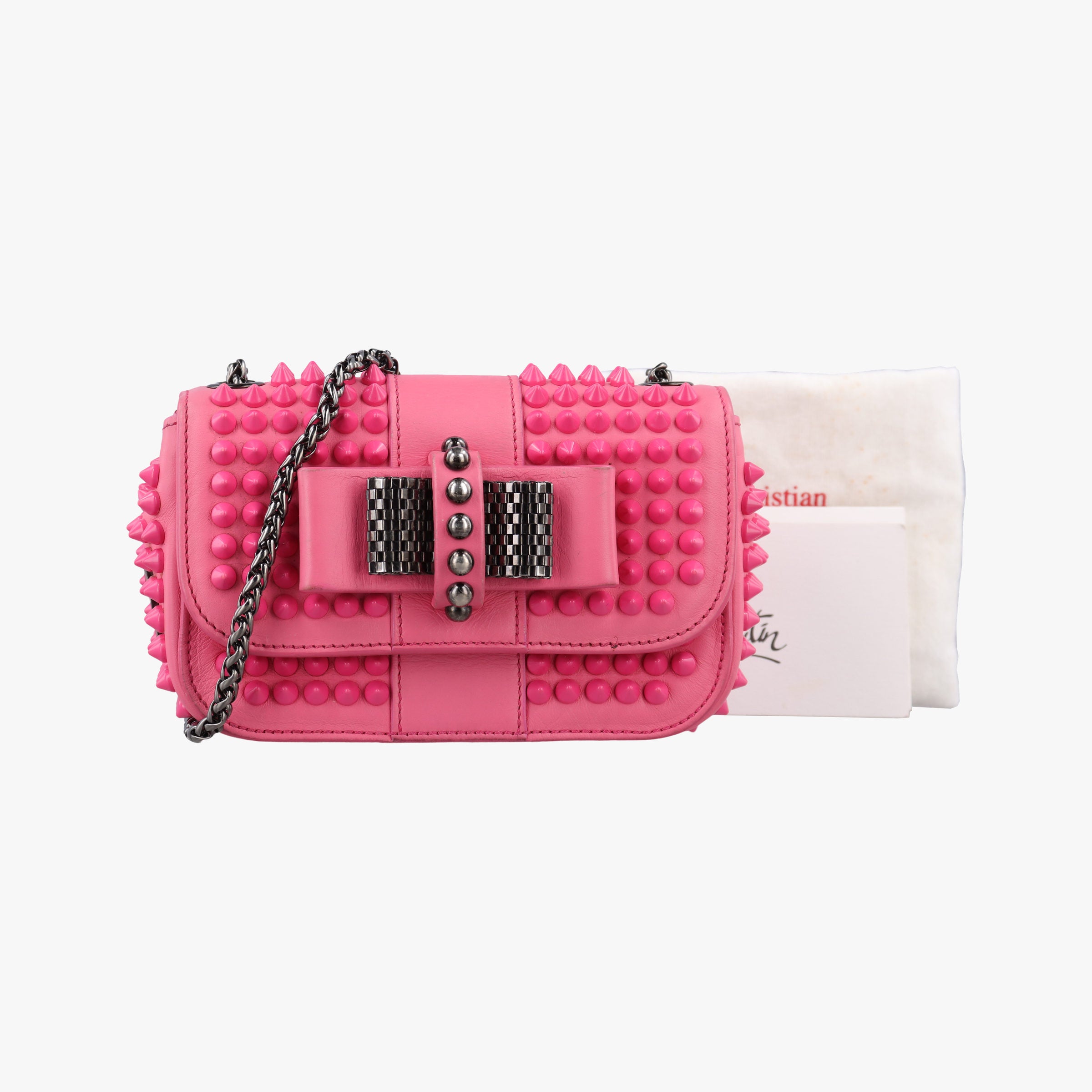 Vintage Christian Louboutin Sweet Charity Scarabe Spike Pink Leather  shoulderbag | stylenewstar