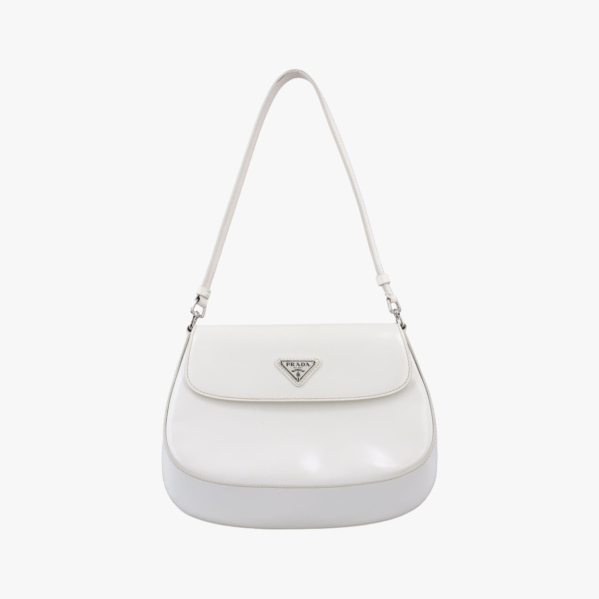 Pre-owned Prada Cleo Flap White Leather  shoulderbag | stylenewstar