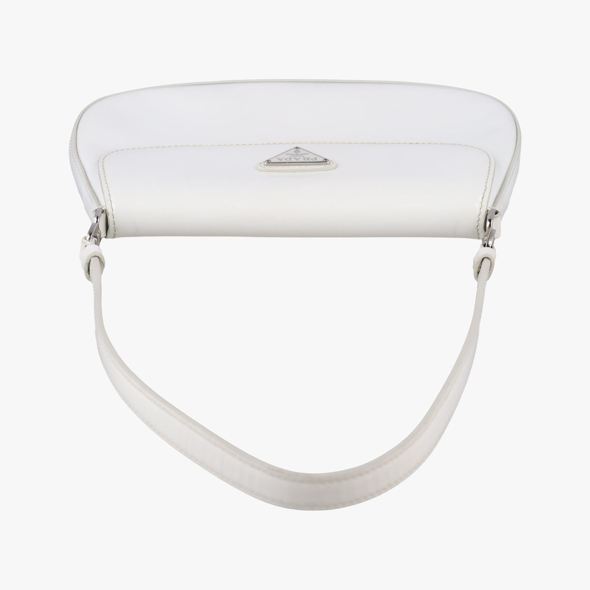 Pre-owned Prada Cleo Flap White Leather  shoulderbag | stylenewstar