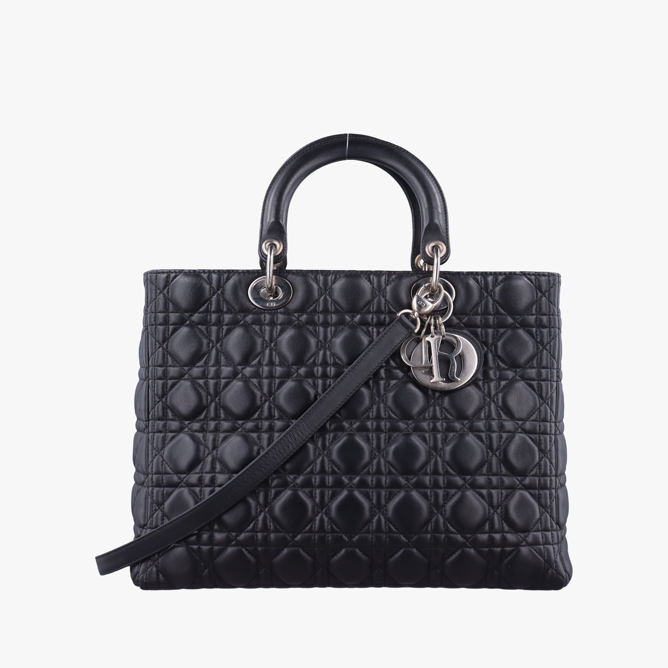Pre-owned Christian Dior Lady Dior Black lambskin  shoulderbag | stylenewstar