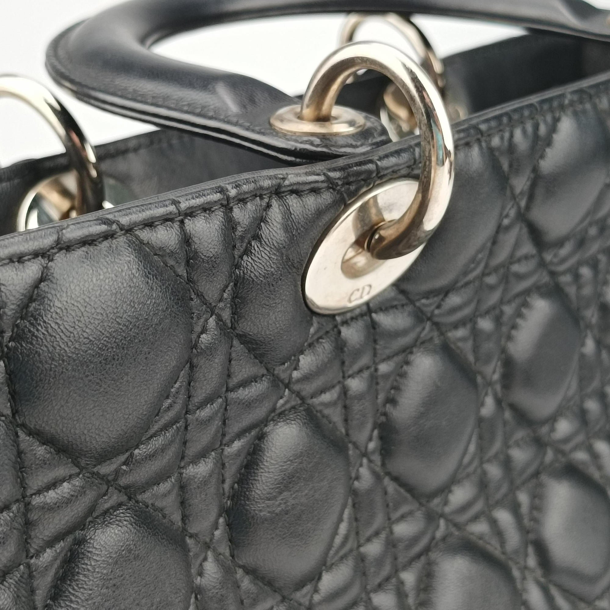 Pre-owned Christian Dior Lady Dior Black lambskin  shoulderbag | stylenewstar