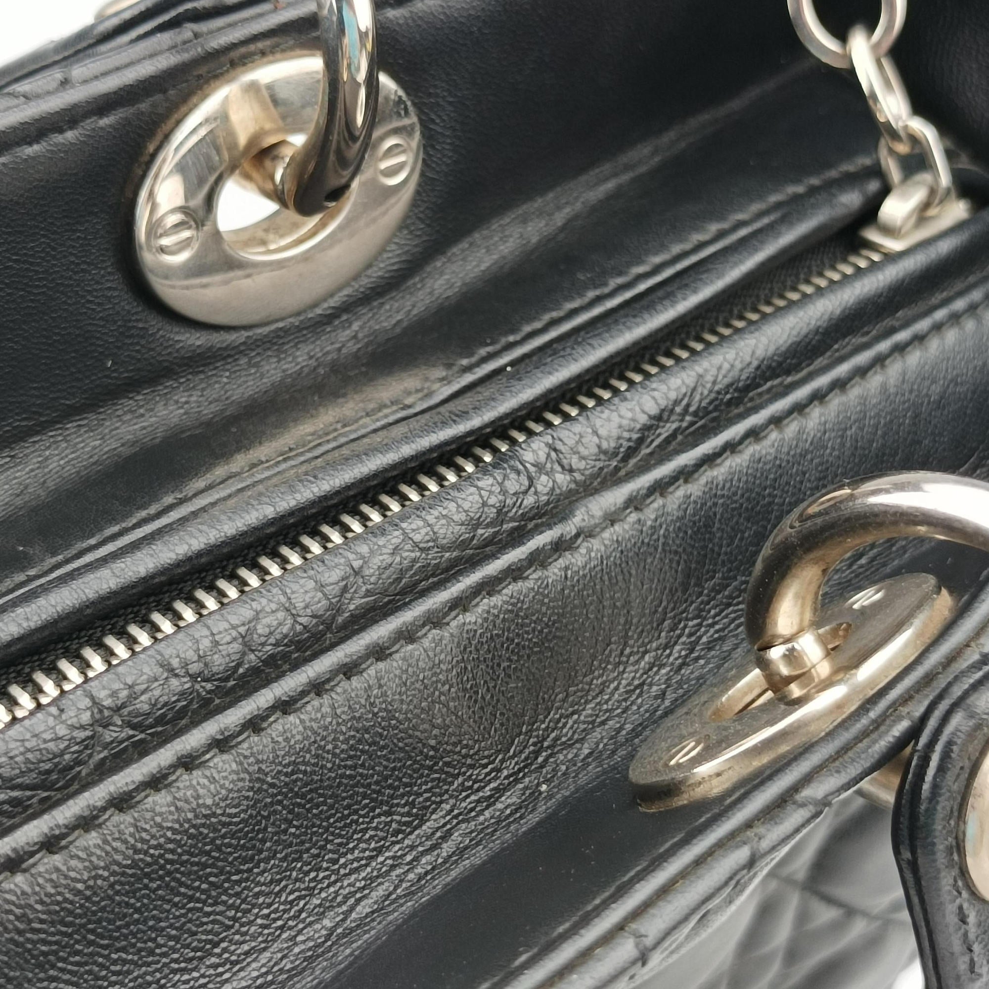 Pre-owned Christian Dior Lady Dior Black lambskin  shoulderbag | stylenewstar