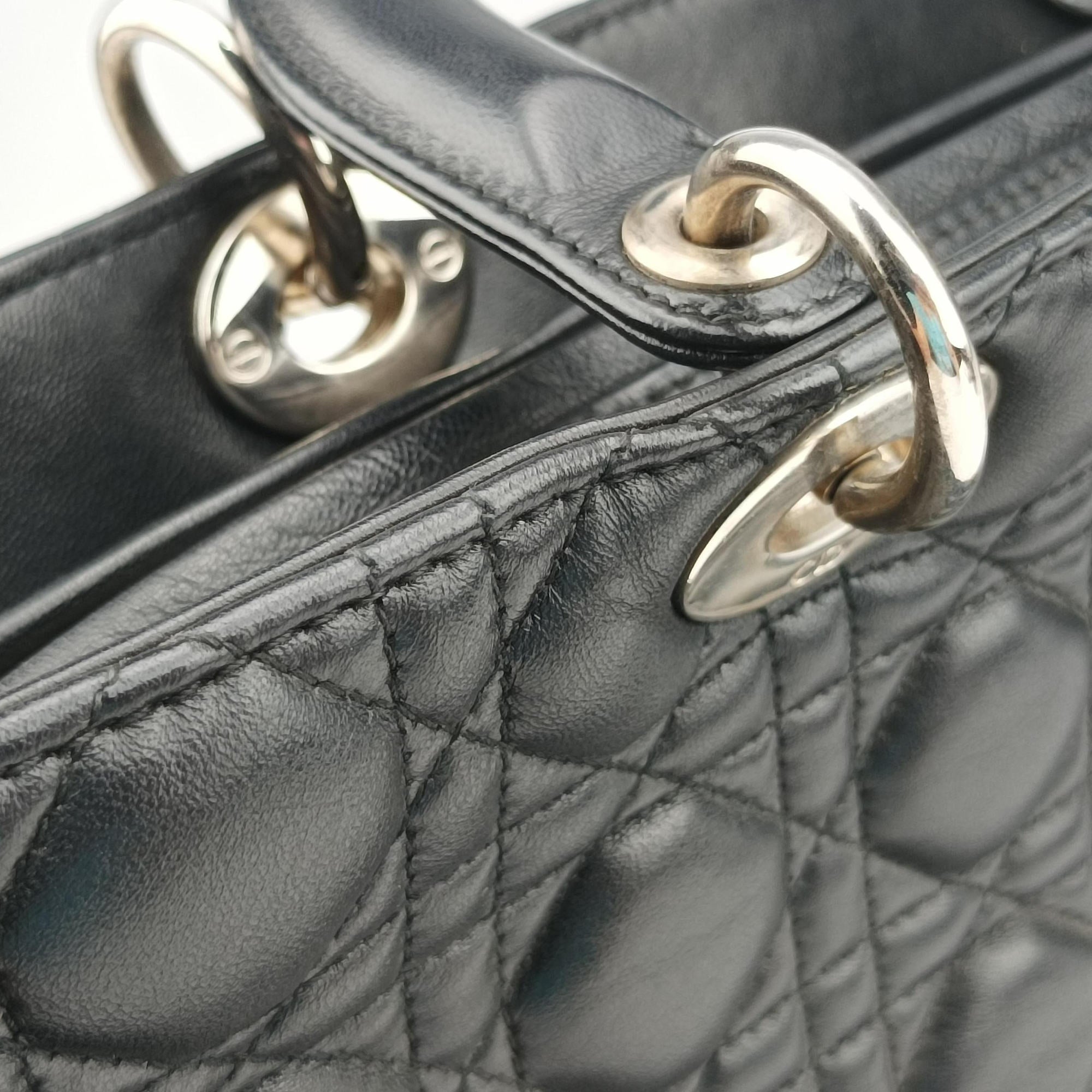 Pre-owned Christian Dior Lady Dior Black lambskin  shoulderbag | stylenewstar