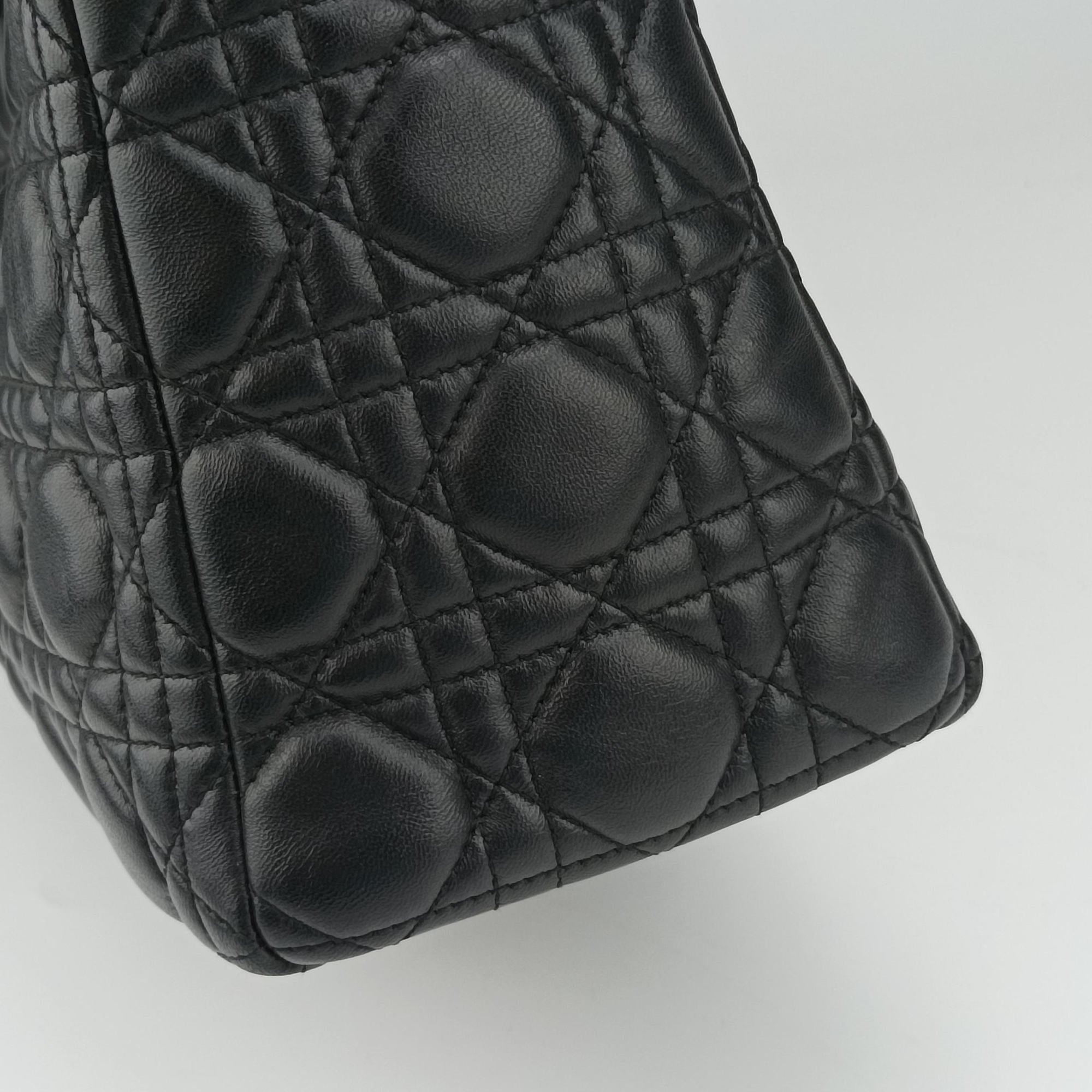 Pre-owned Christian Dior Lady Dior Black lambskin  shoulderbag | stylenewstar