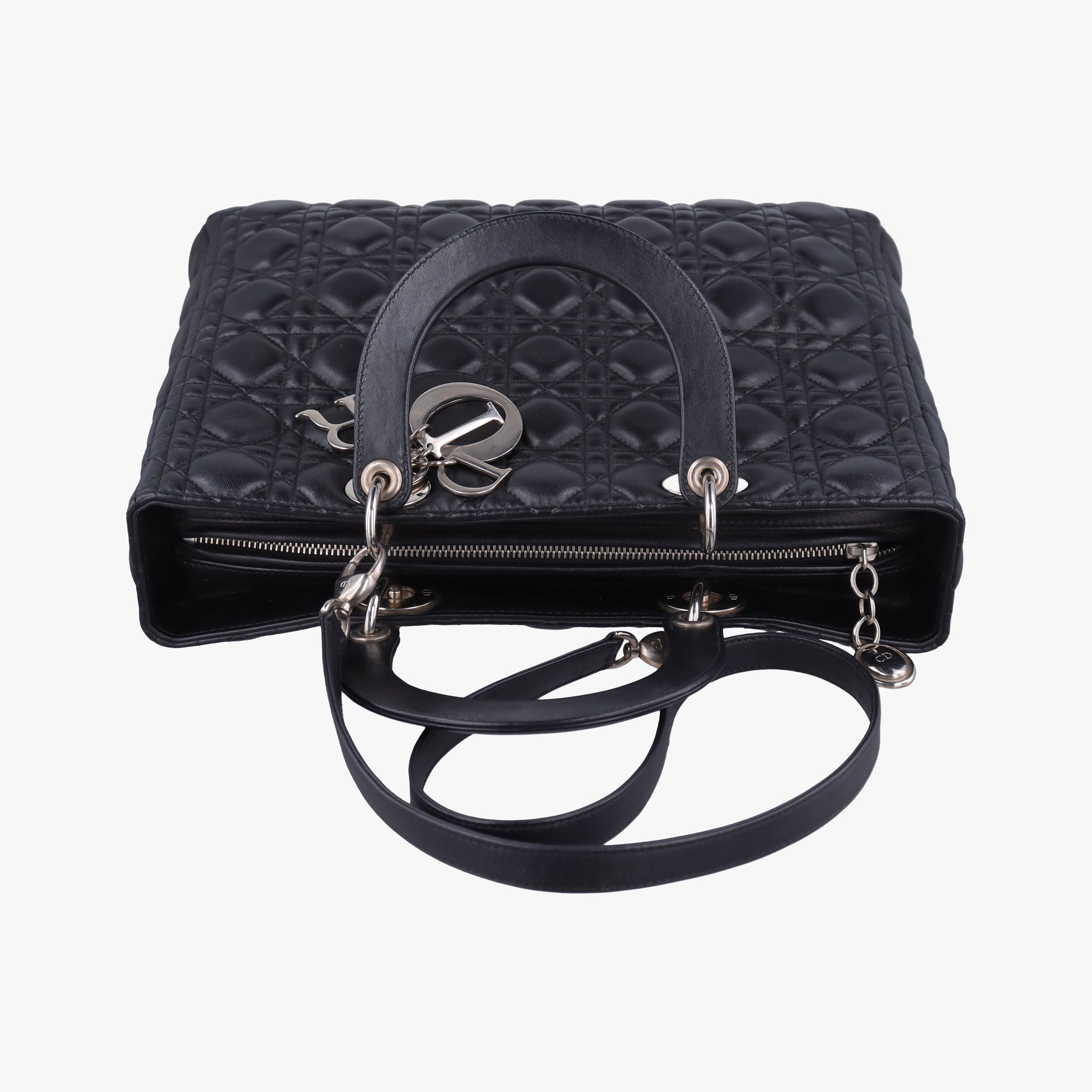 Pre-owned Christian Dior Lady Dior Black lambskin  shoulderbag | stylenewstar