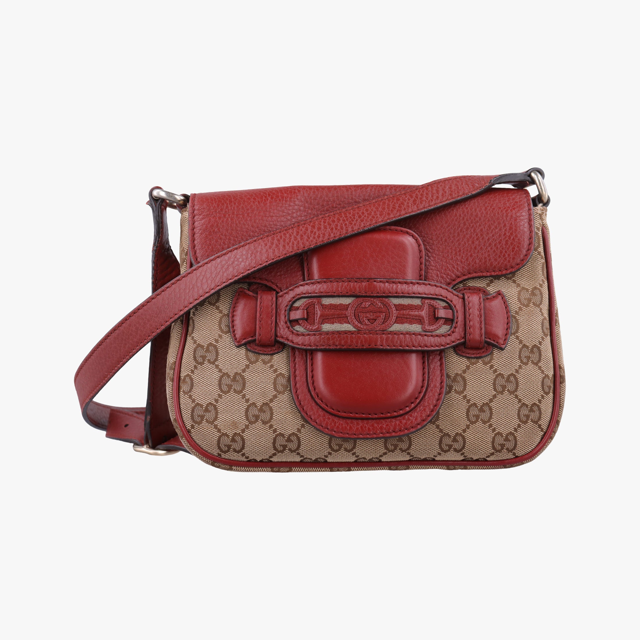 Pre-owned Gucci GG Dressage Beige × Red  canvas×leather 296854 shoulderbag | stylenewstar