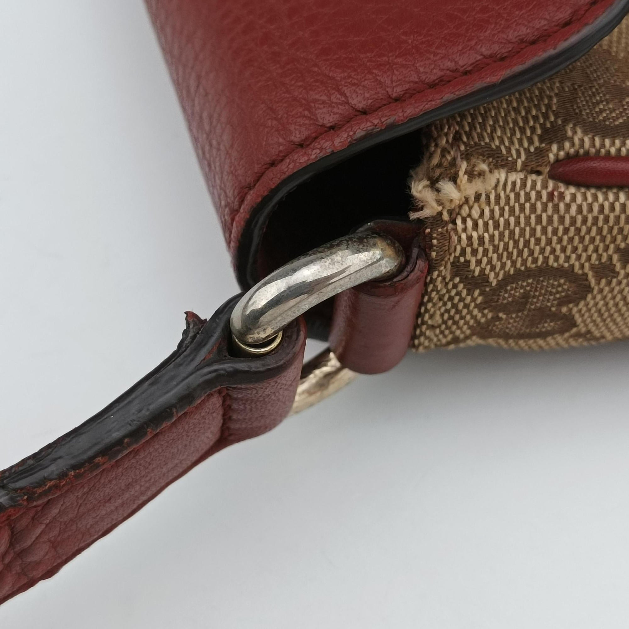 Pre-owned Gucci GG Dressage Beige × Red  canvas×leather 296854 shoulderbag | stylenewstar