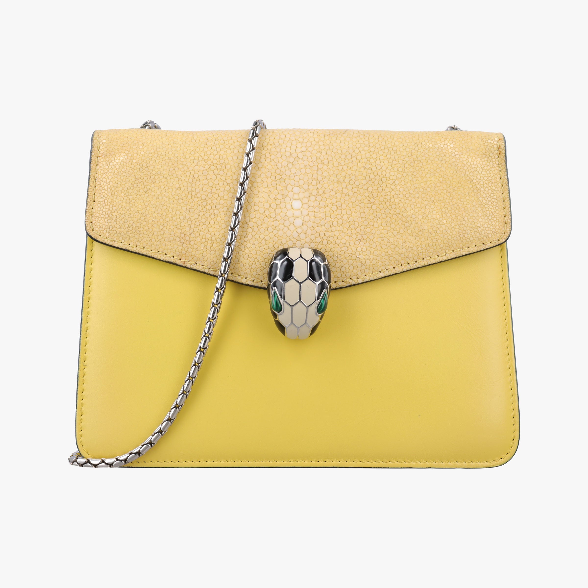 Secondhand Bvlgari Serpenti Yellow Galuchat Skin×Leather  shoulderbag | stylenewstar