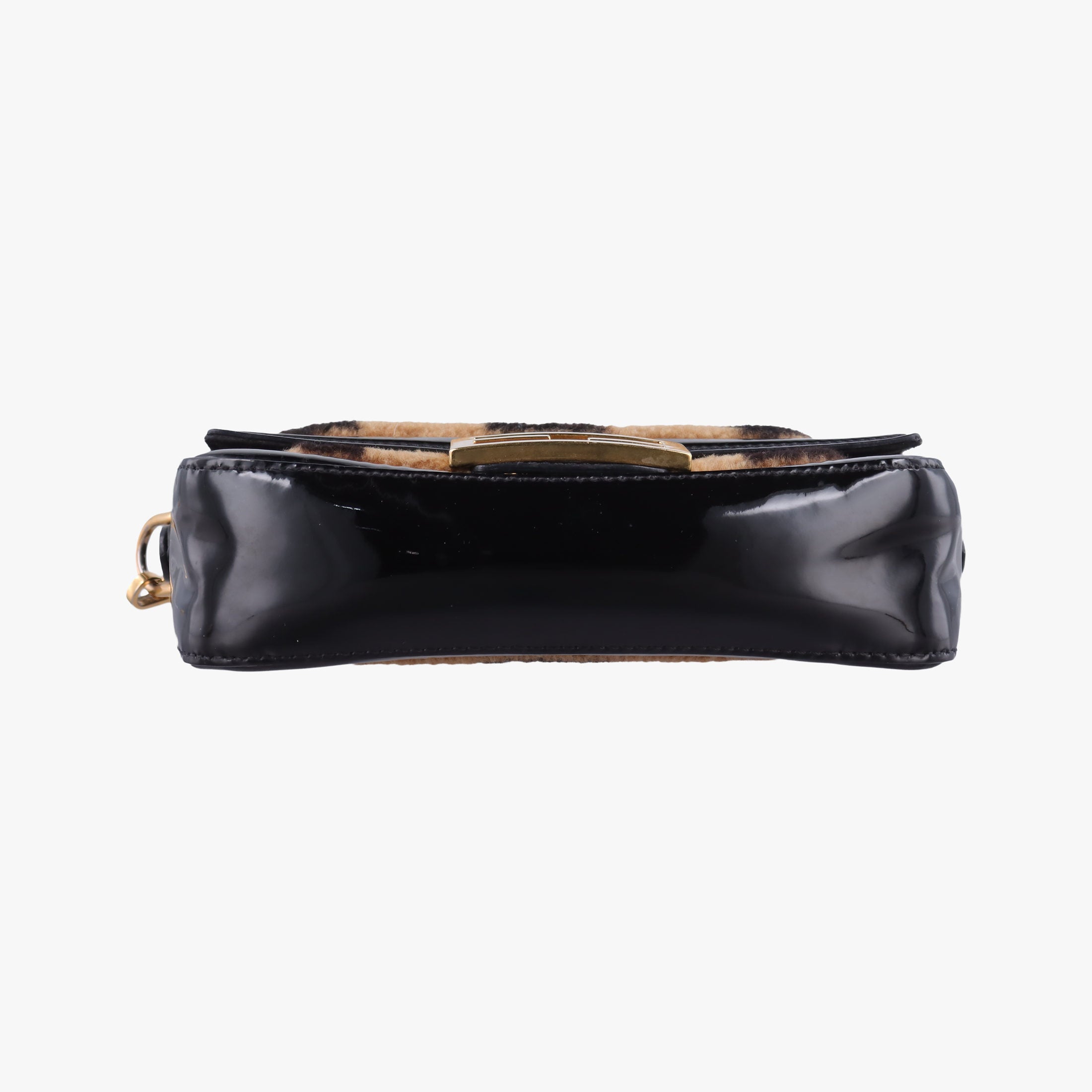 Pre-owned Fendi BAGUETTE Brown×Black fur×patent 8BS017 shoulderbag | stylenewstar