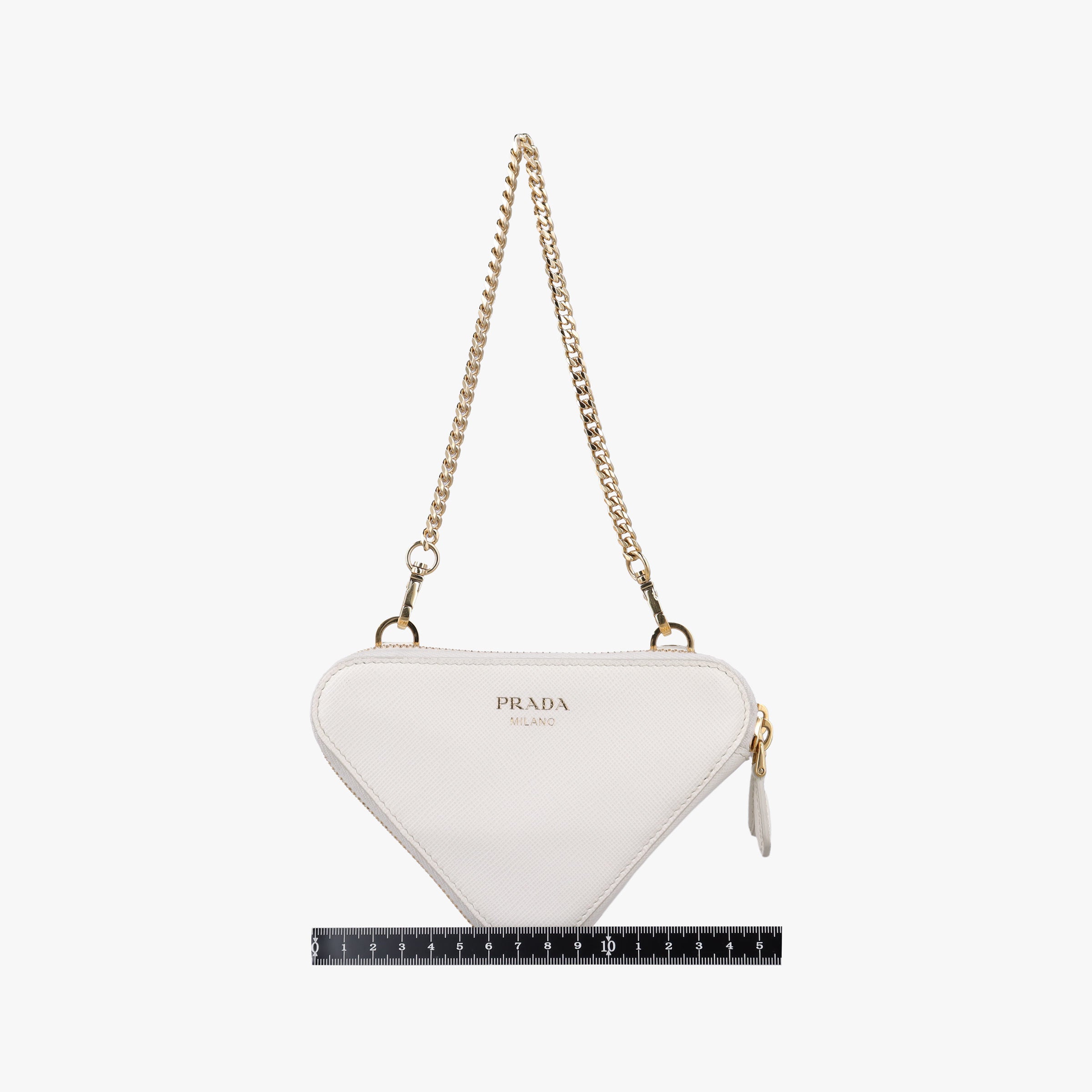 Pre-owned Prada Triangle White Fur×SAFFIANO Leather 1NR015 shoulderbag | stylenewstar