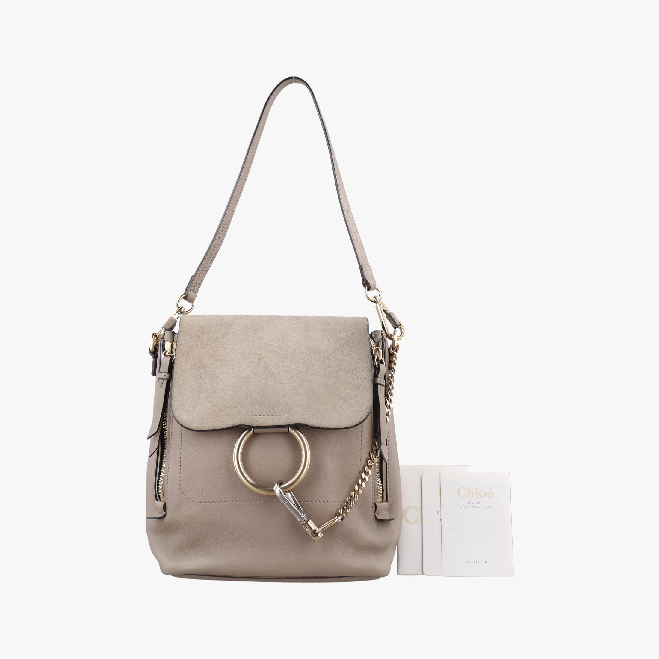 Vintage Chloe FAYE mini Grey Suede × leather  backpack/rucksack | stylenewstar