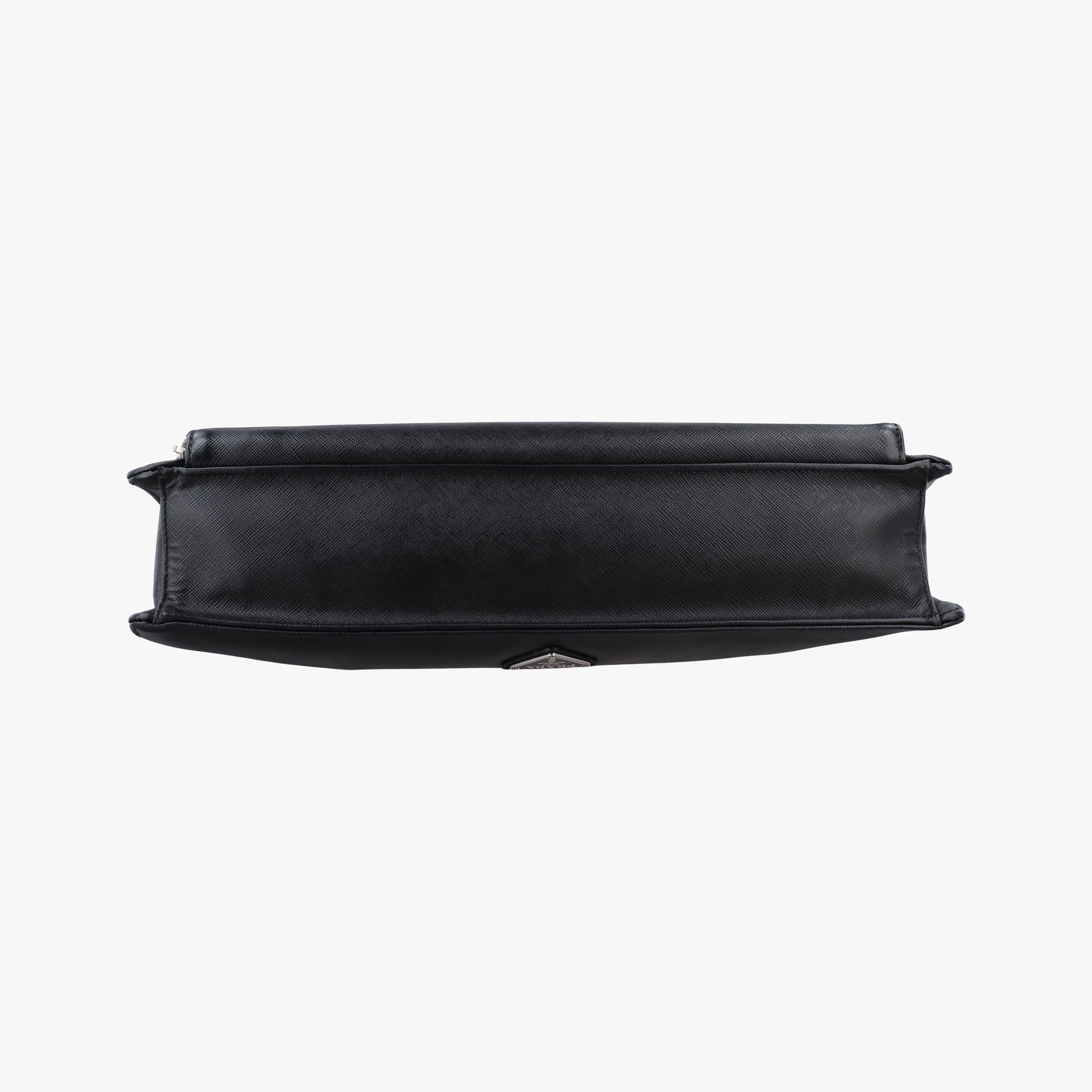 Pre-owned Prada Triangle Logo Plate Black Saffiano Leather  handbag | stylenewstar