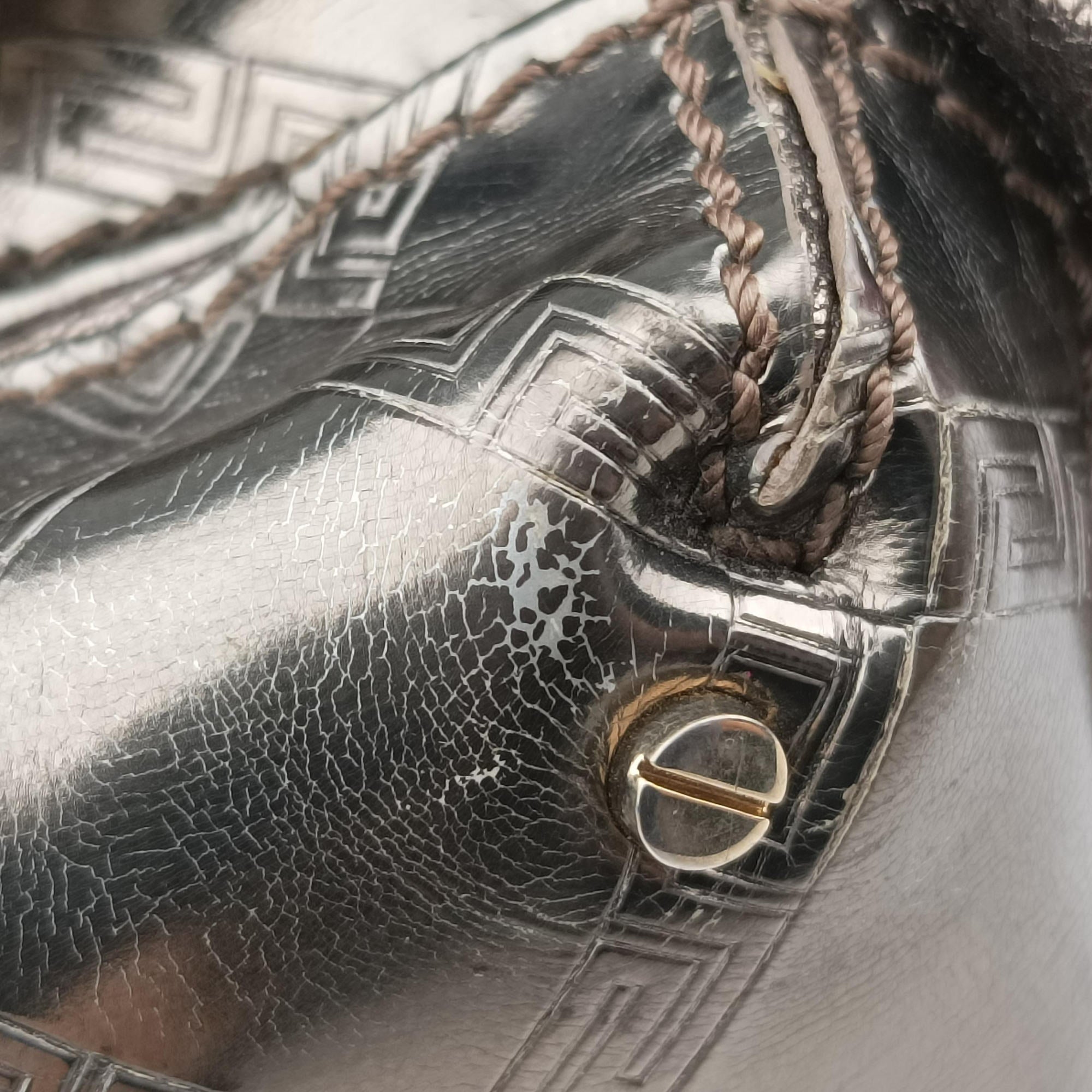 Secondhand VERSACE Metallic Hobo Gold Patent×Leather  handbag | stylenewstar