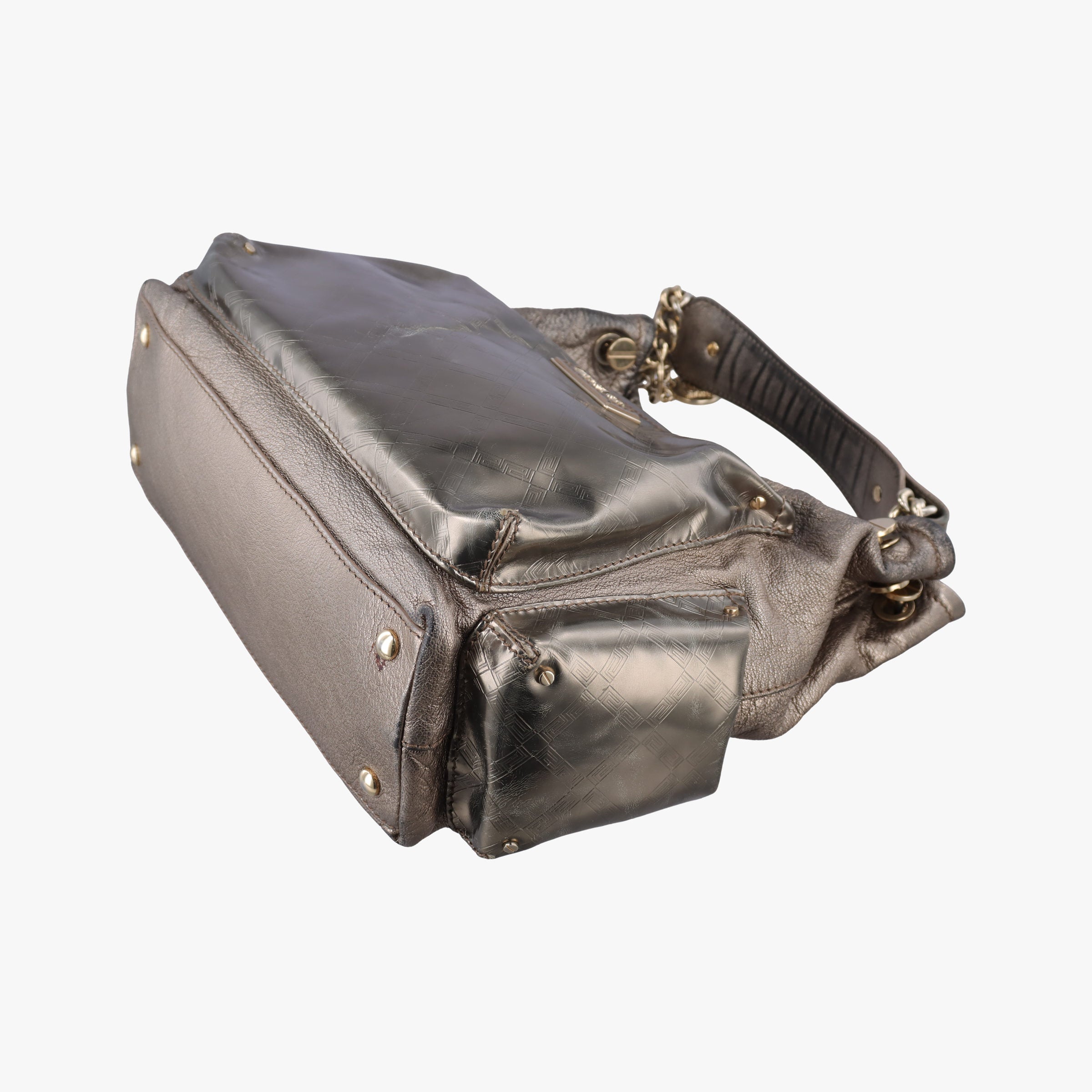 Secondhand VERSACE Metallic Hobo Gold Patent×Leather  handbag | stylenewstar