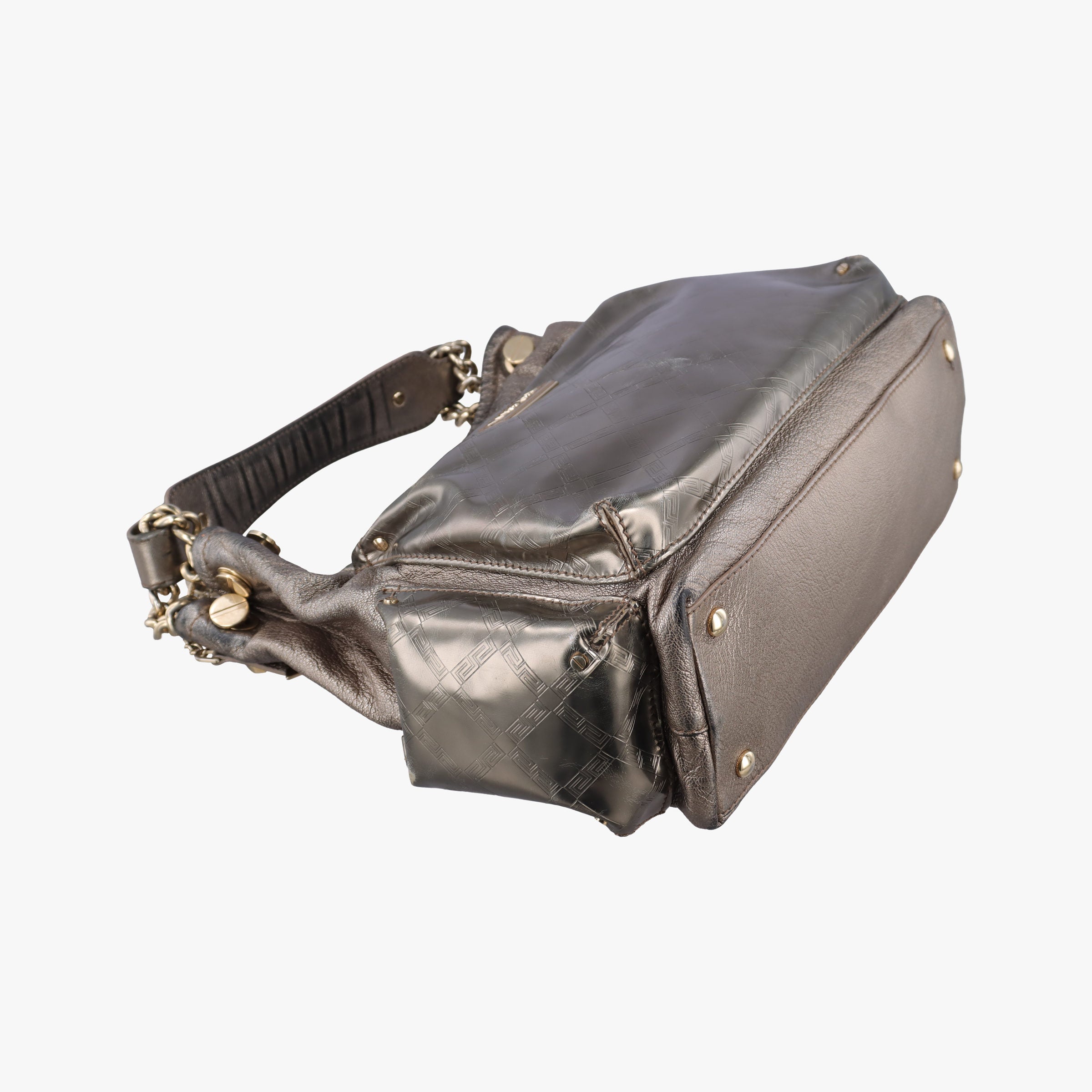 Secondhand VERSACE Metallic Hobo Gold Patent×Leather  handbag | stylenewstar