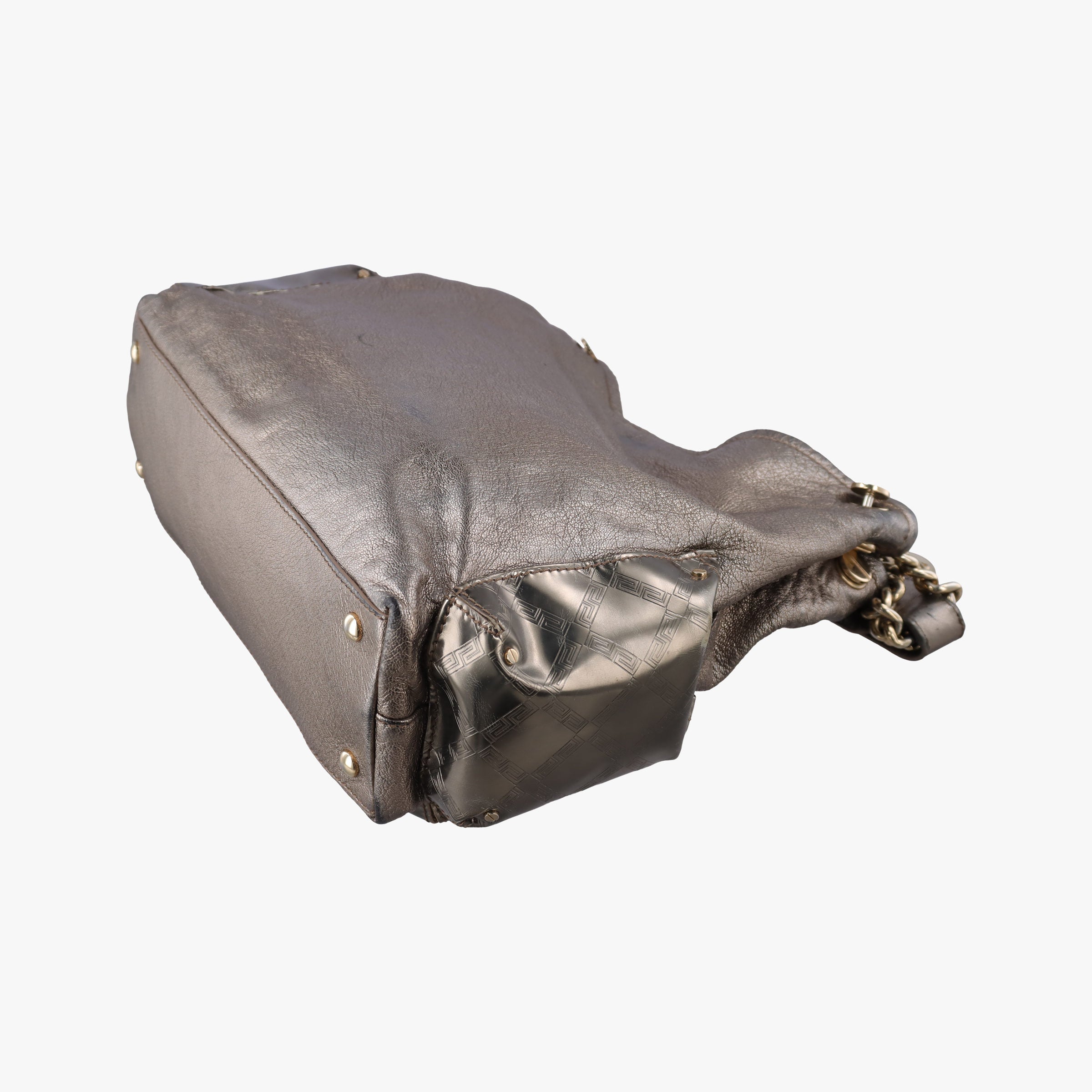 Secondhand VERSACE Metallic Hobo Gold Patent×Leather  handbag | stylenewstar
