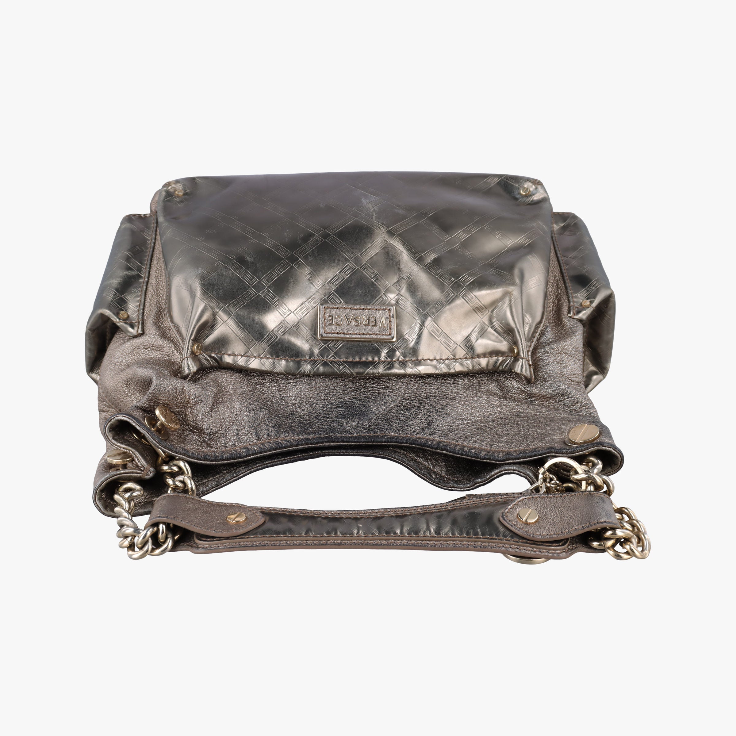 Secondhand VERSACE Metallic Hobo Gold Patent×Leather  handbag | stylenewstar