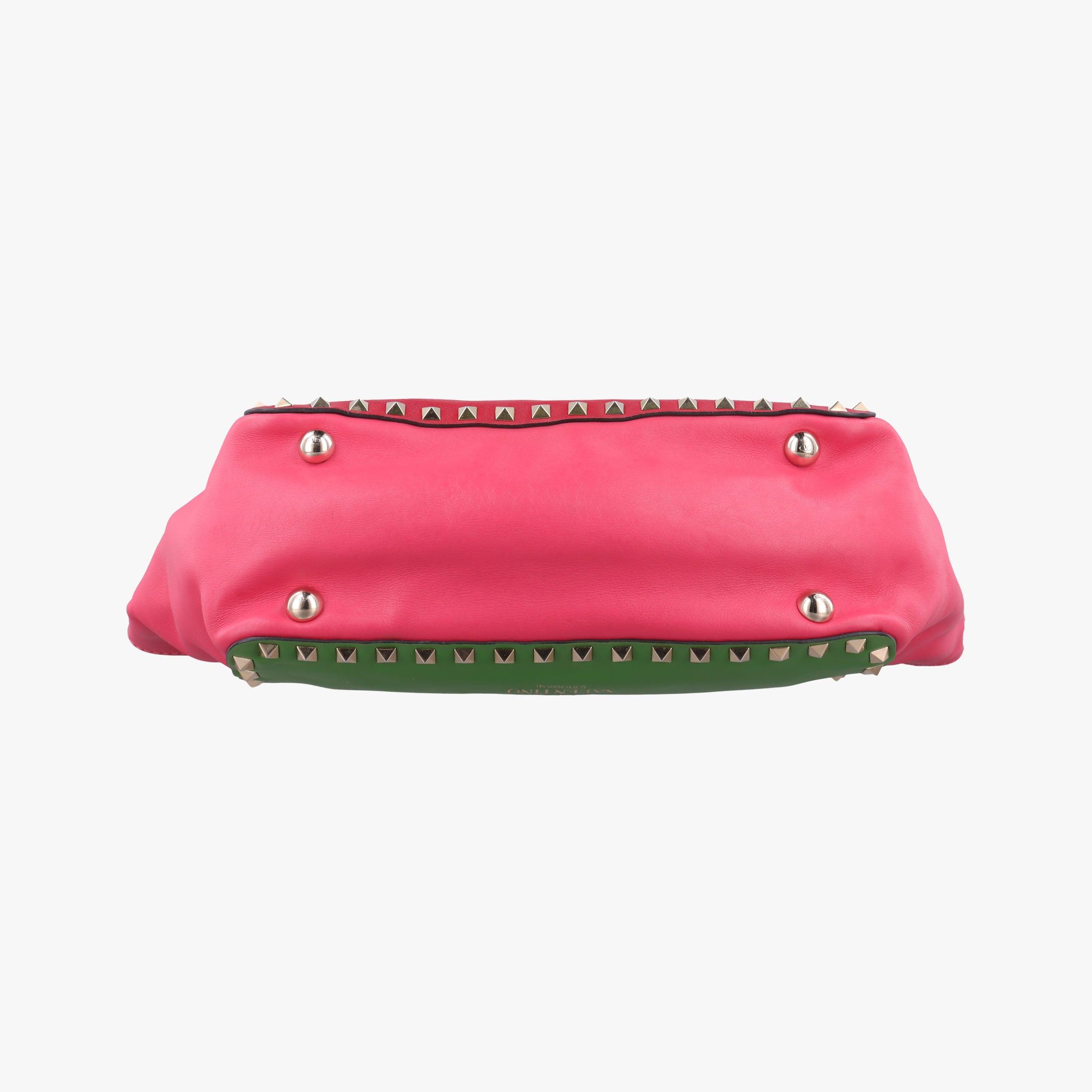 Pre-owned Valentino Rockstud Red×Green×Pink Leather  shoulderbag | stylenewstar