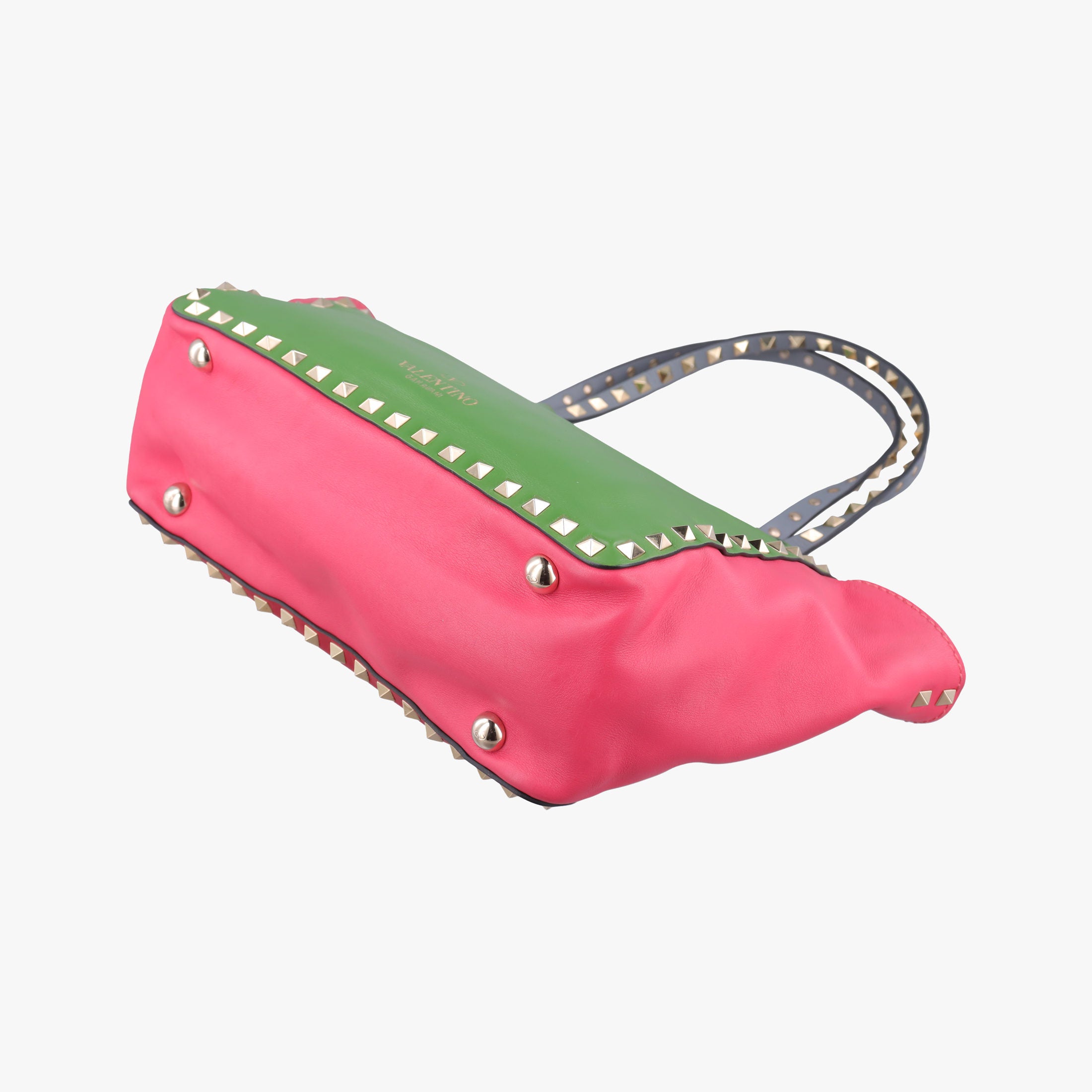 Pre-owned Valentino Rockstud Red×Green×Pink Leather  shoulderbag | stylenewstar
