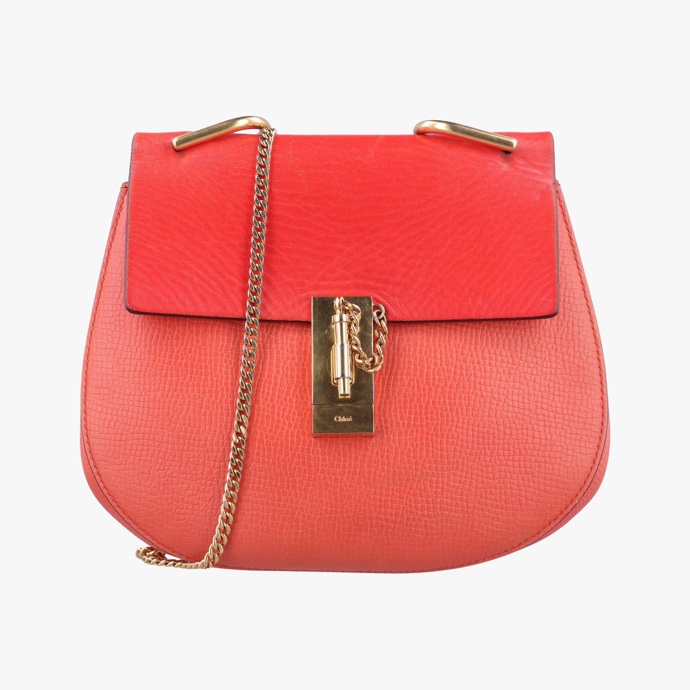 Pre-owned Chloe DREW Red×orange Leather  shoulderbag | stylenewstar