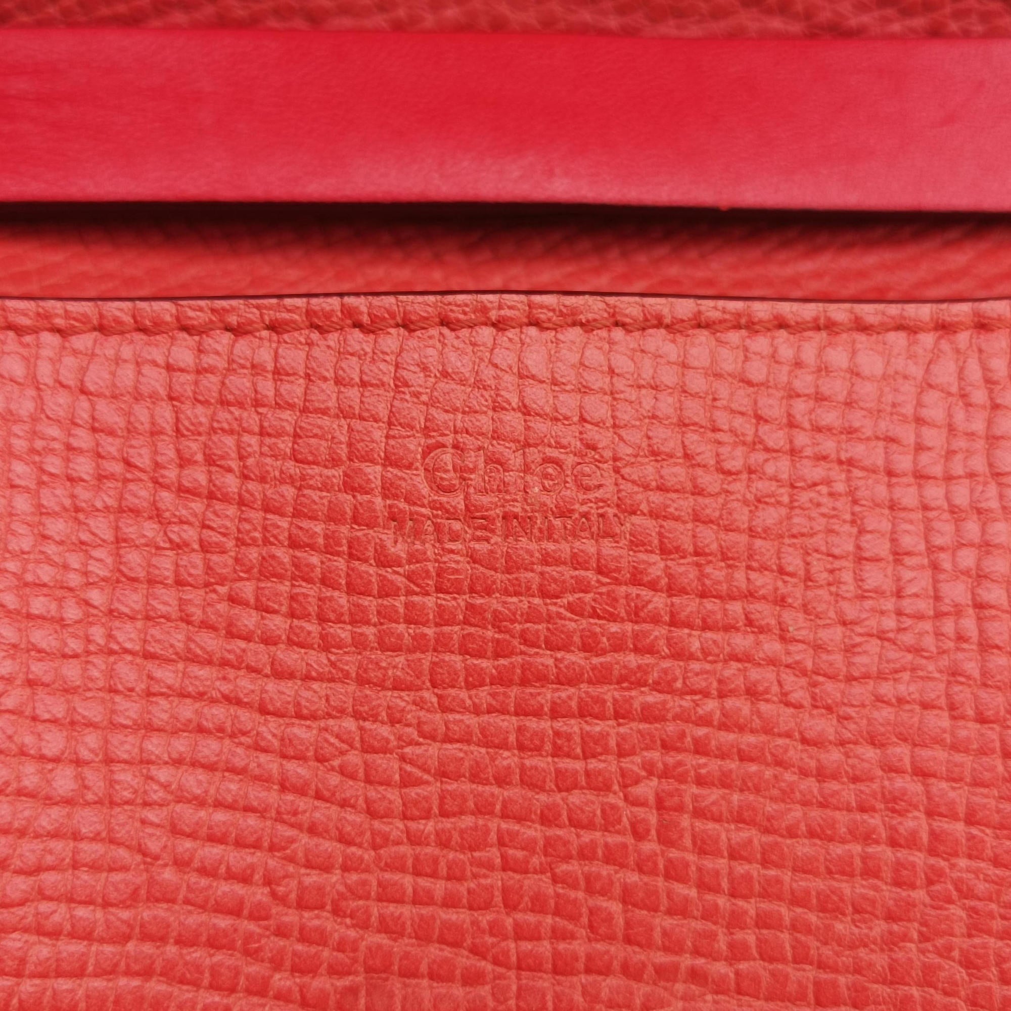 Pre-owned Chloe DREW Red×orange Leather  shoulderbag | stylenewstar