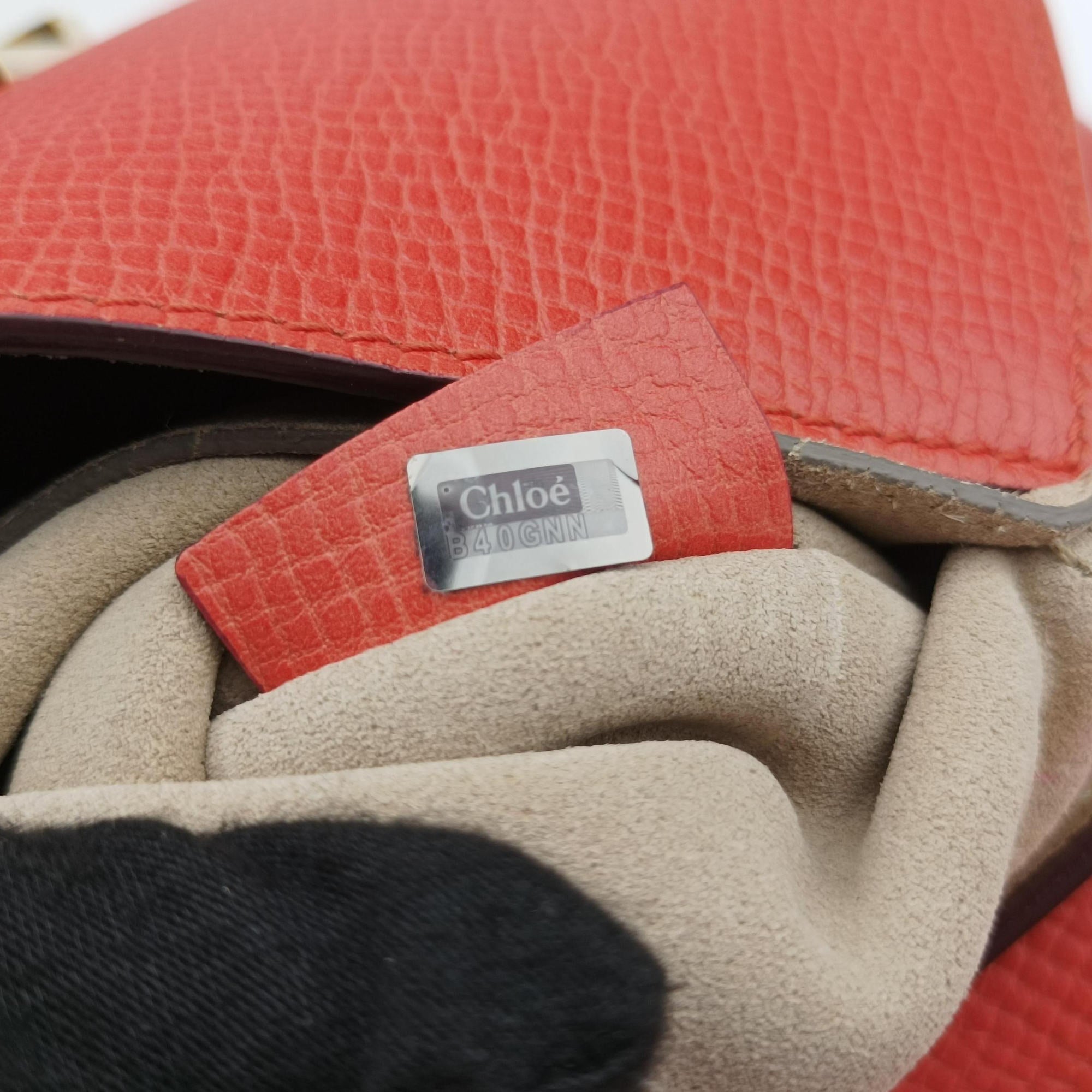 Pre-owned Chloe DREW Red×orange Leather  shoulderbag | stylenewstar