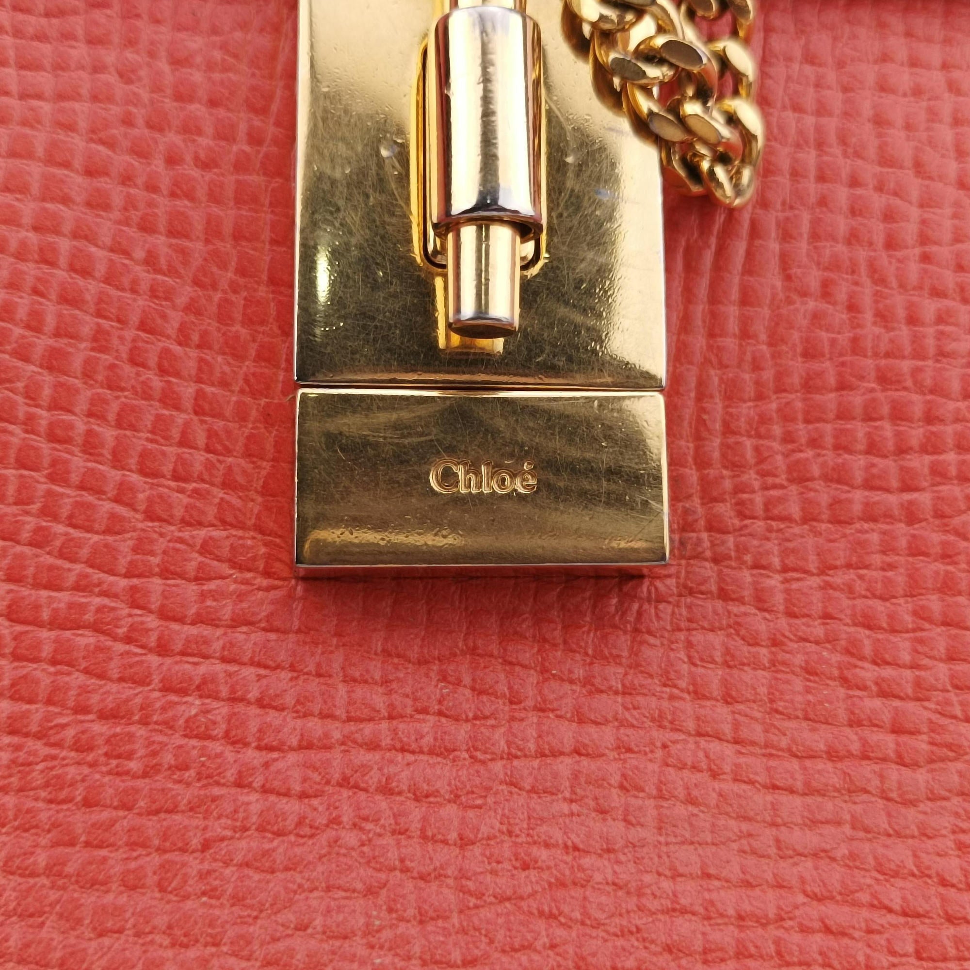 Pre-owned Chloe DREW Red×orange Leather  shoulderbag | stylenewstar
