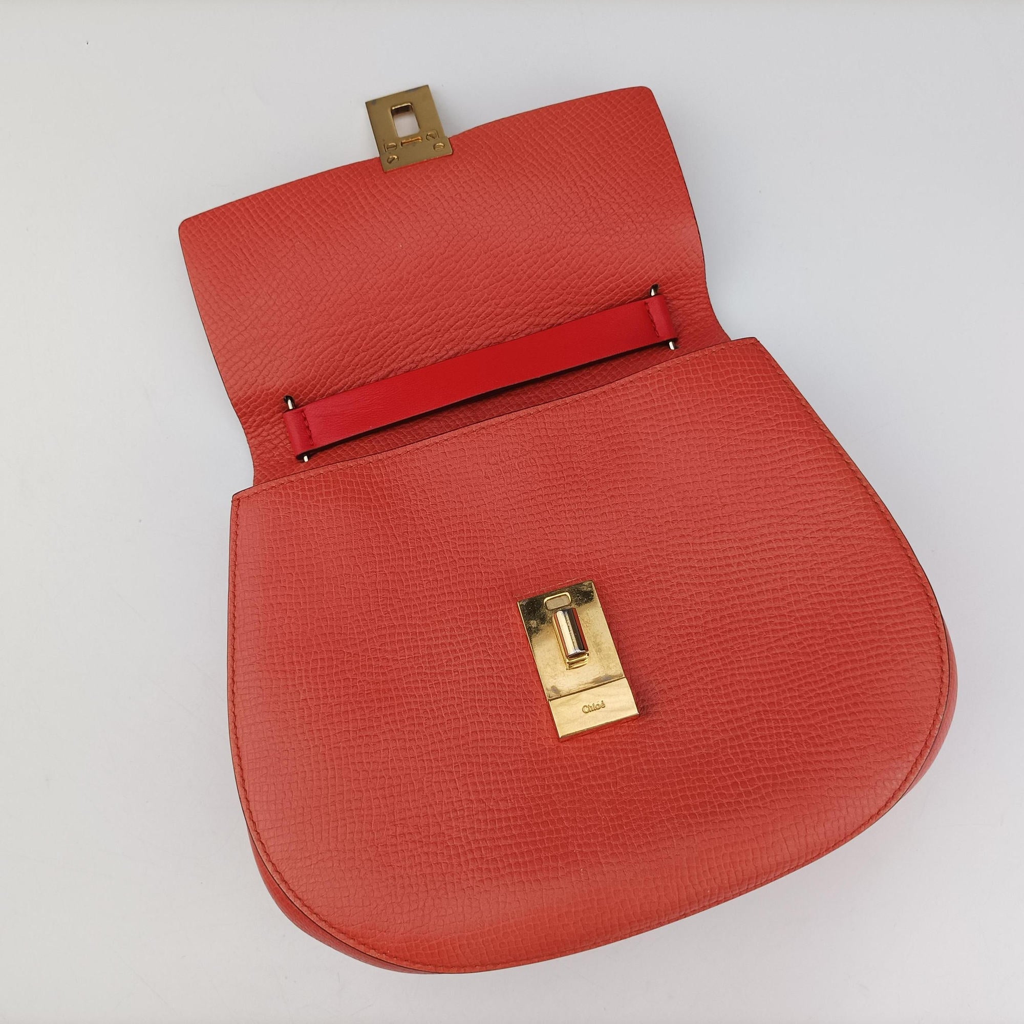 Pre-owned Chloe DREW Red×orange Leather  shoulderbag | stylenewstar