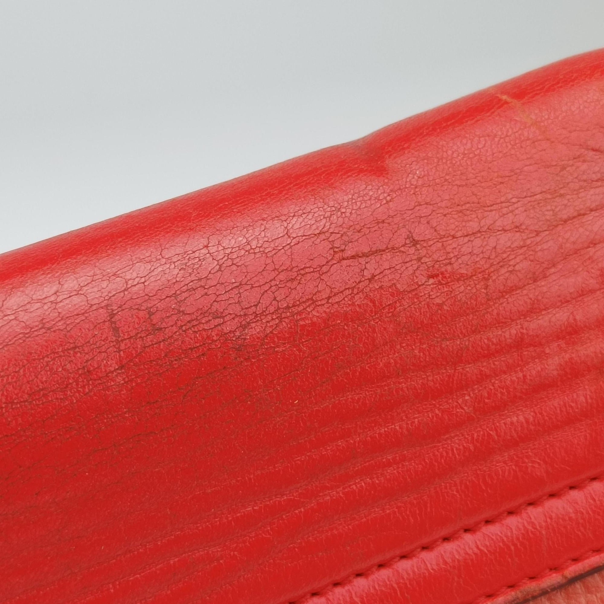 Pre-owned Chloe DREW Red×orange Leather  shoulderbag | stylenewstar