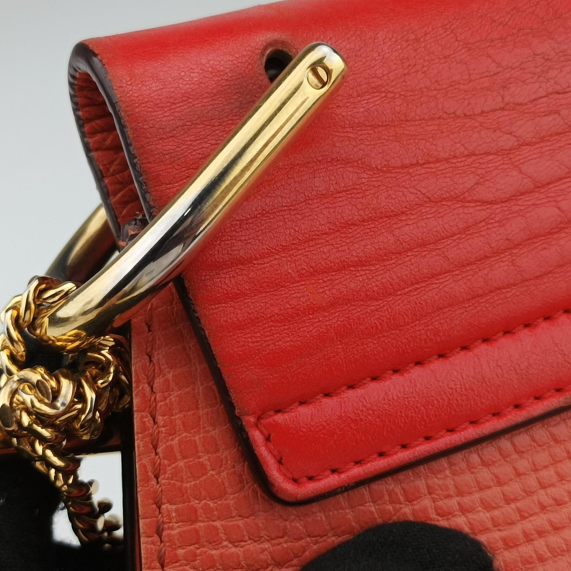 Pre-owned Chloe DREW Red×orange Leather  shoulderbag | stylenewstar