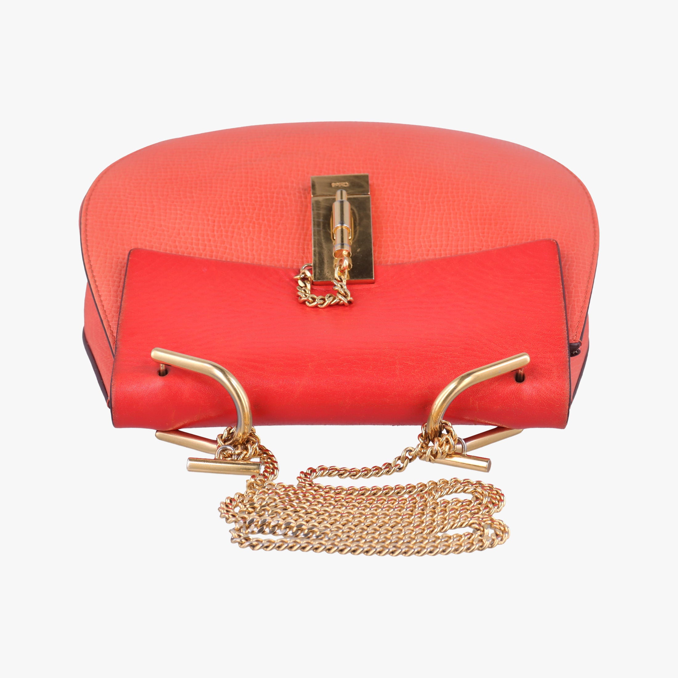 Pre-owned Chloe DREW Red×orange Leather  shoulderbag | stylenewstar